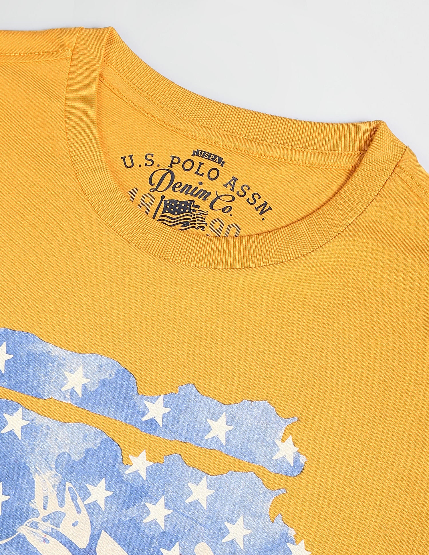 Crew Neck Graphic Print T-Shirt Mustard - U.S. Polo Assn. India | Large
