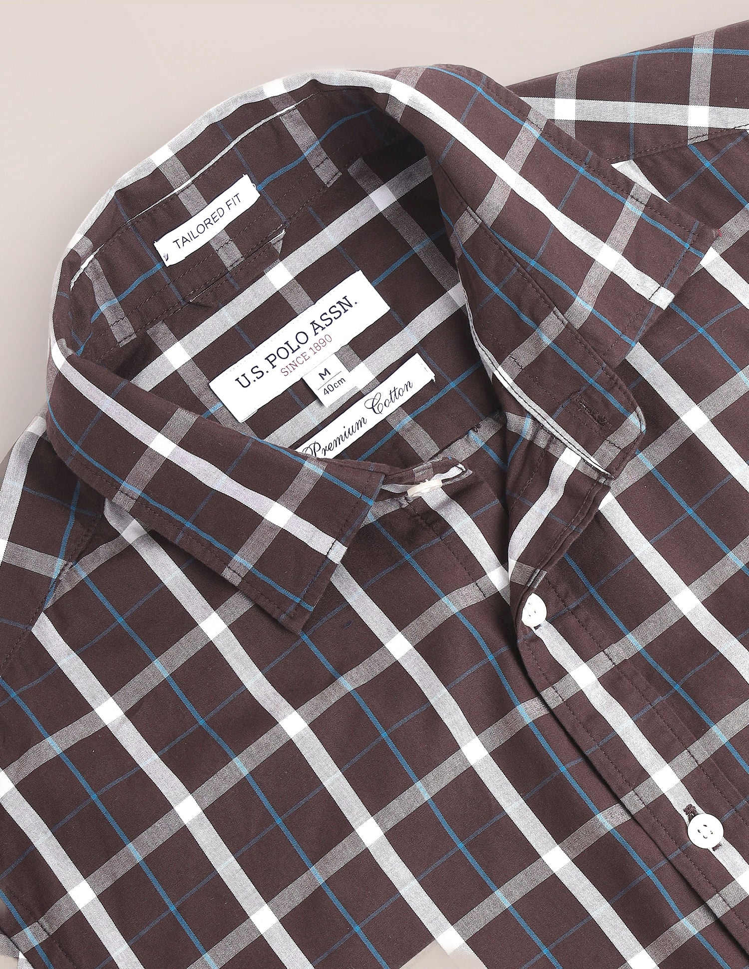 Grid Tattersall Check Cotton Shirt Dark Brown - U.S. Polo Assn. India | Large