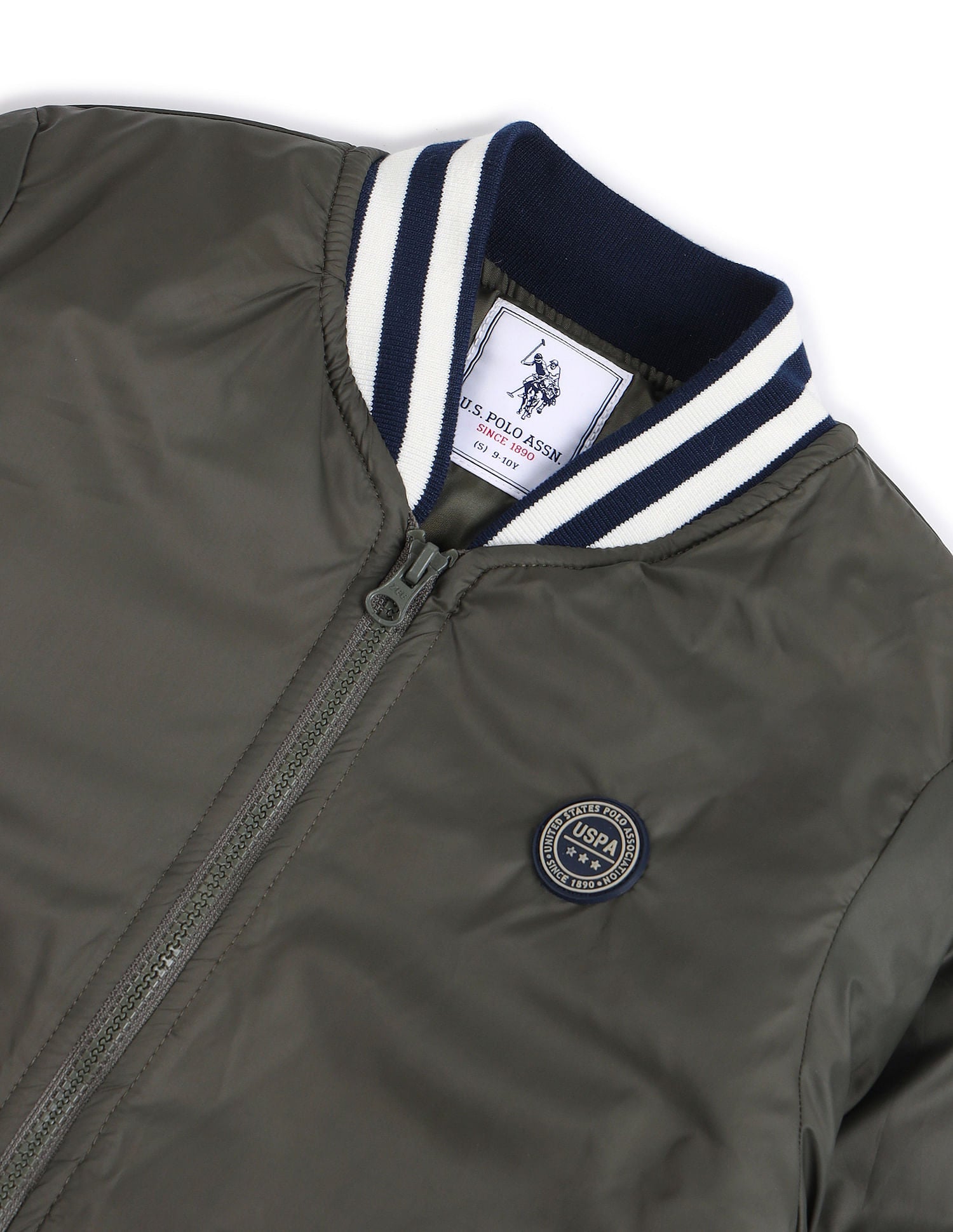 Boys Solid Mock Collar Jacket Dark Green - U.S. POLO ASSN. | Large