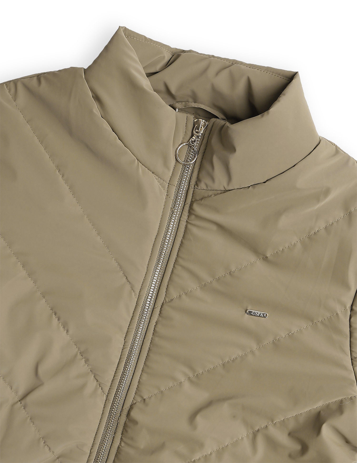 Solid Regular Fit Puffer Jacket Beige - U.S. POLO ASSN. | Large