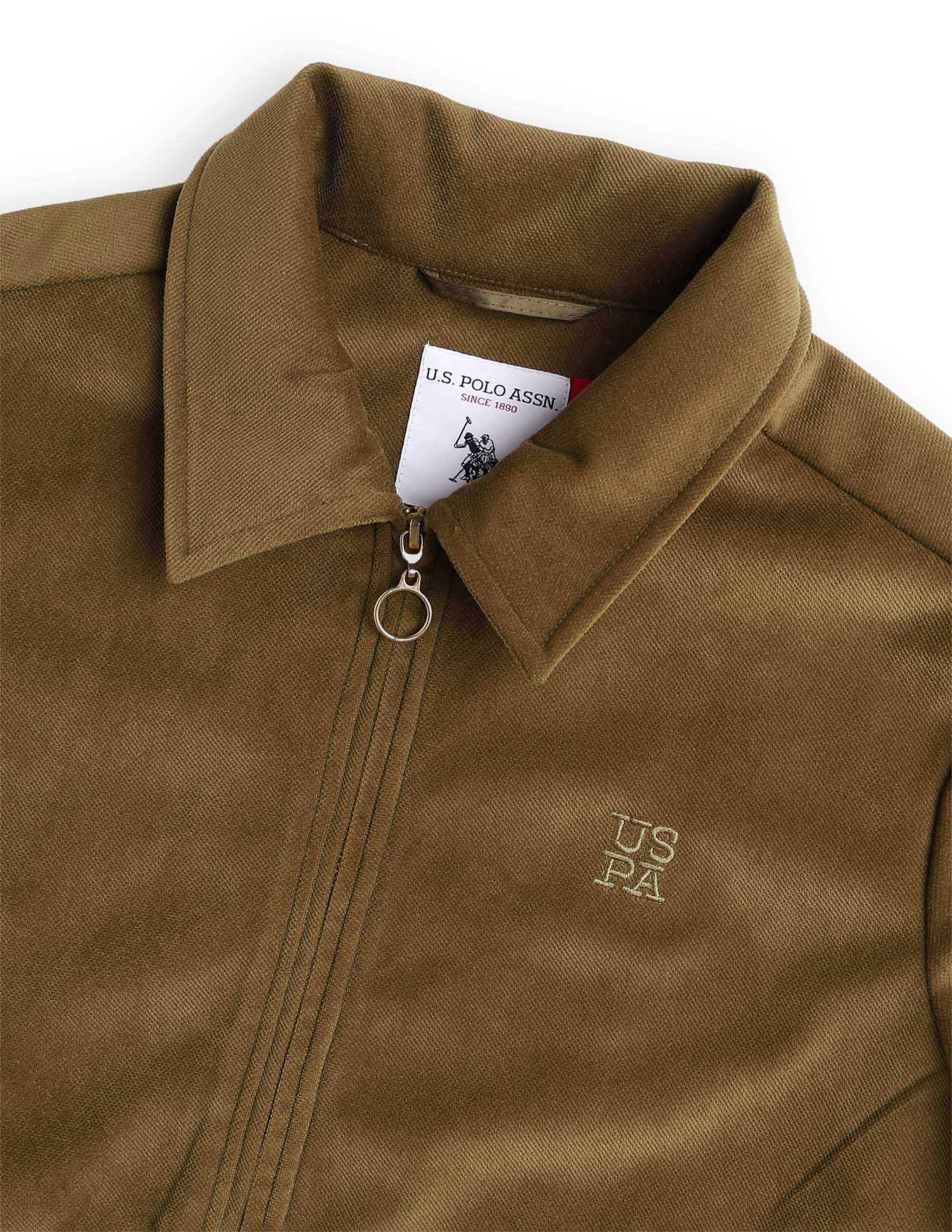 Solid Regular Fit Jacket Brown - U.S. POLO ASSN. | Large