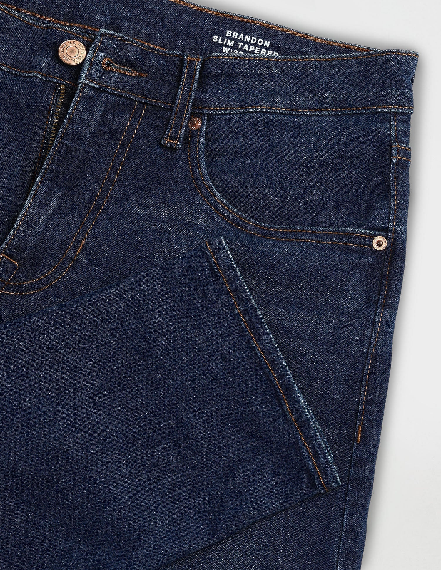 Brandon Slim Tapered Fit Blue Jeans Dark Blue - U.S. Polo Assn. India | Large