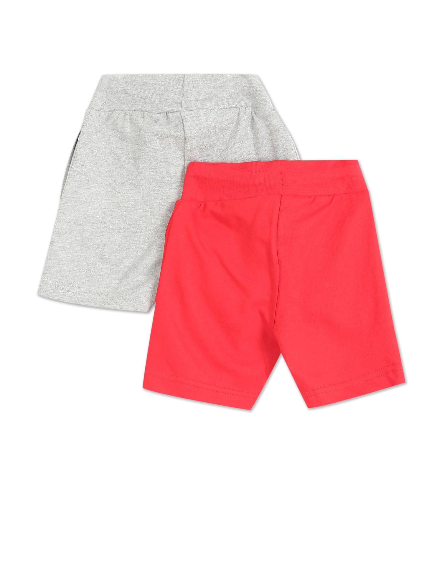 Boys Assorted Mid Rise Knit Shorts - Pack Of 2 Grey and Red - U.S. Polo Assn. India | Large