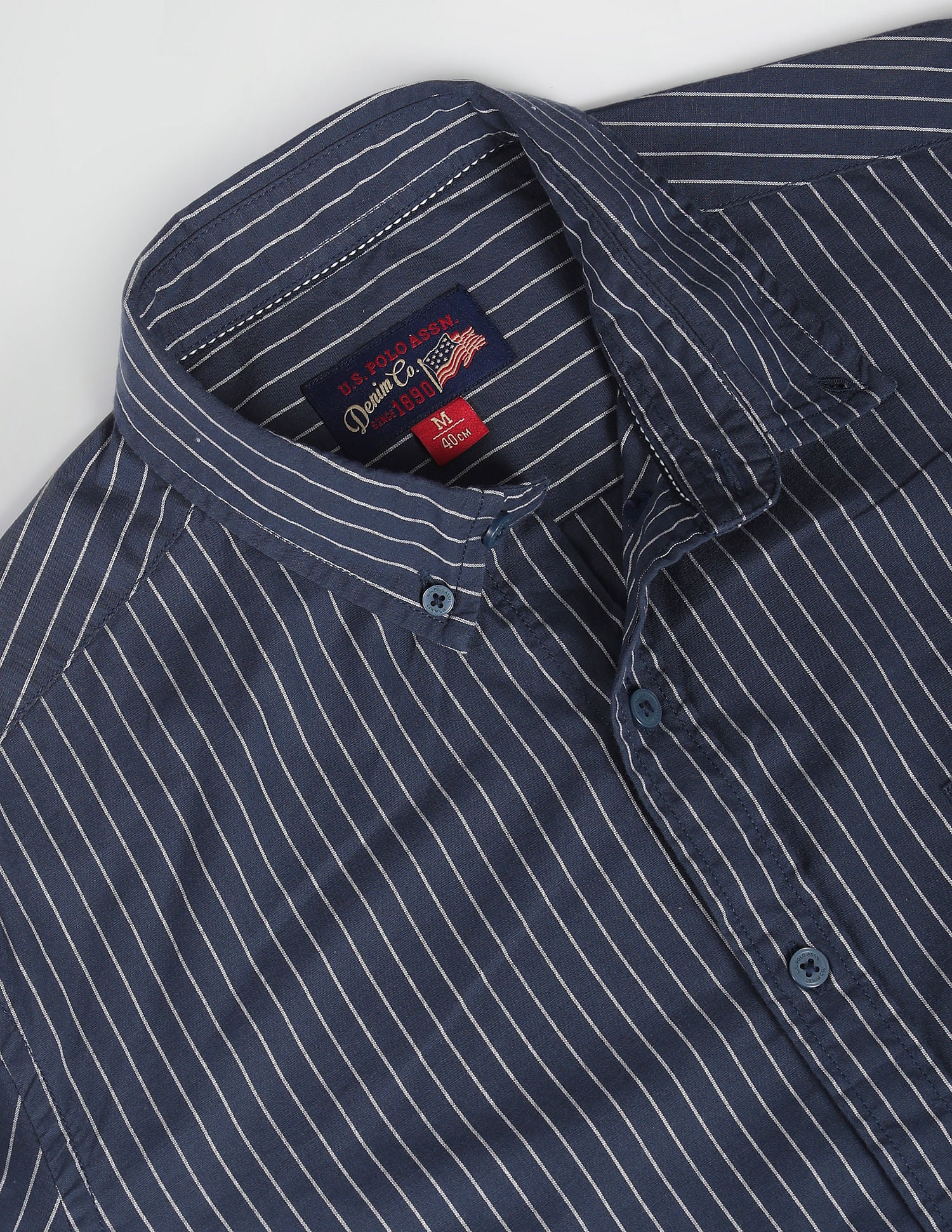 Vertical Stripe Cotton Shirt Navy - U.S. Polo Assn. India | Large