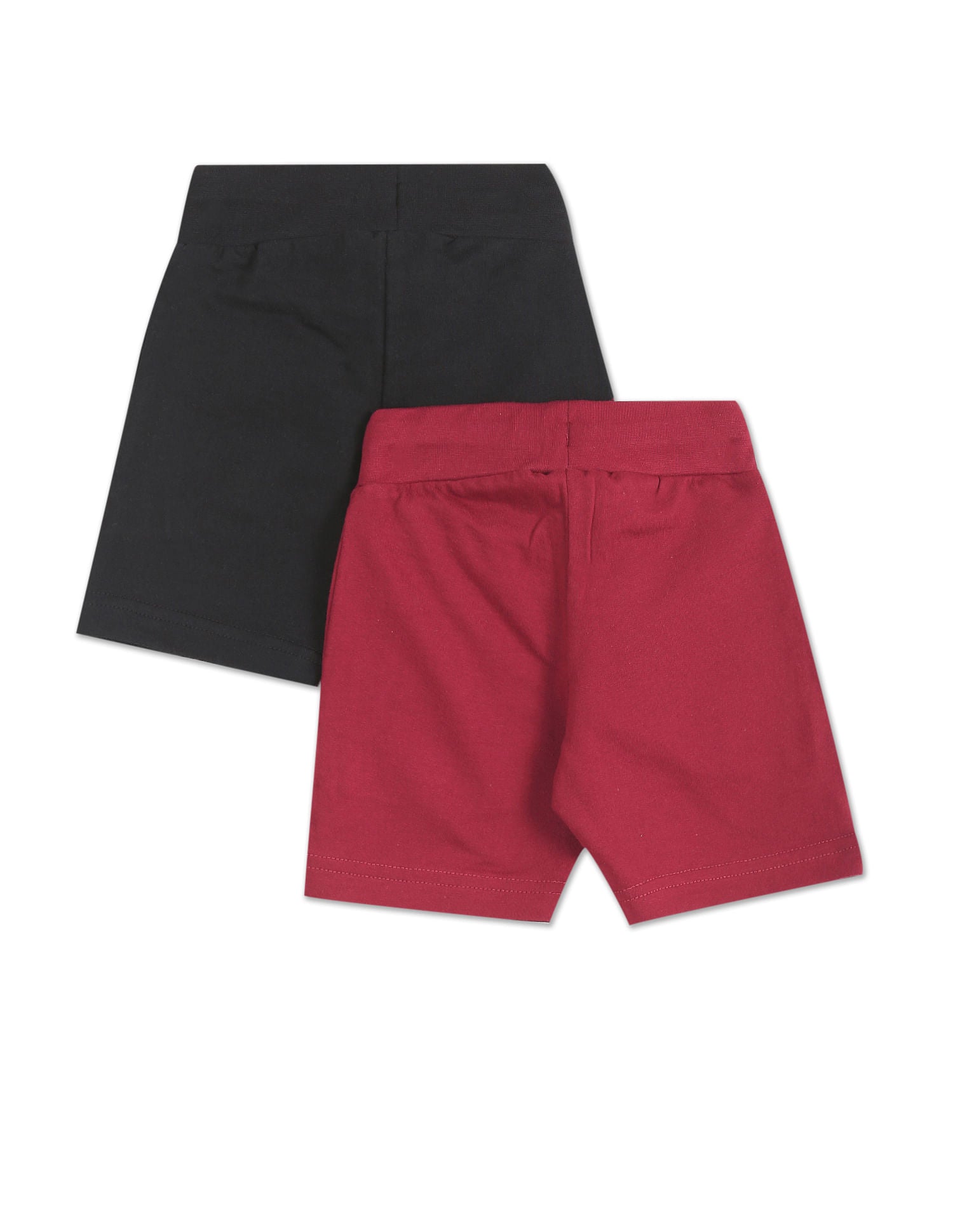 Boys Assorted Mid Rise Knit Shorts - Pack Of 2 Maroon and Black - U.S. Polo Assn. India | Large
