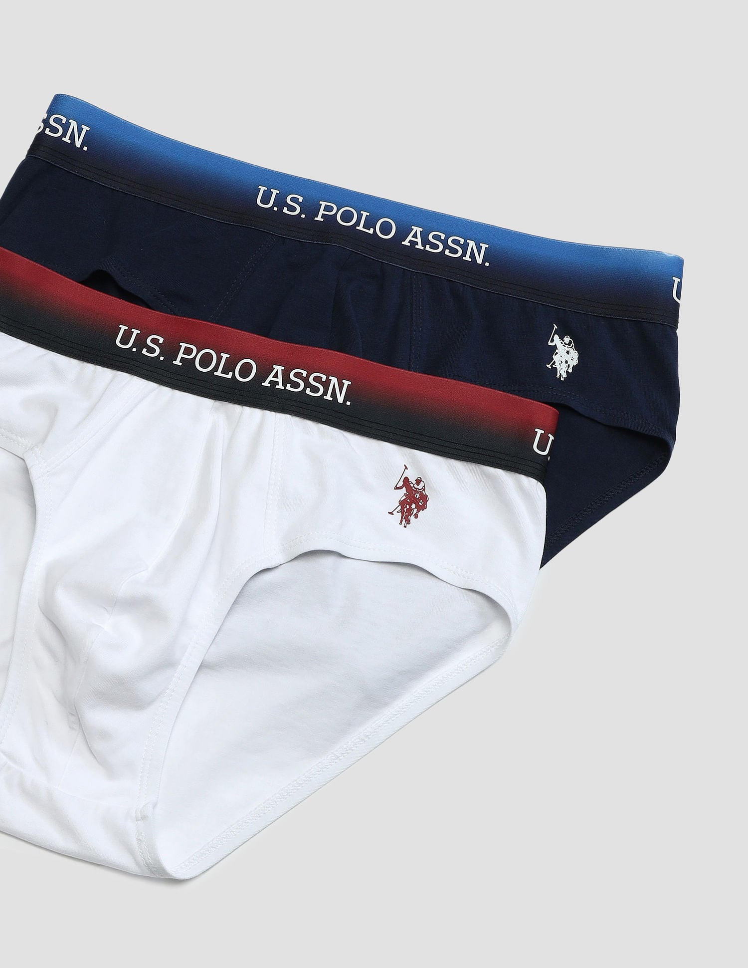 Ombre Waistband Solid OEB05 Briefs - Pack Of 2 Navy and White - U.S. POLO ASSN. | Large