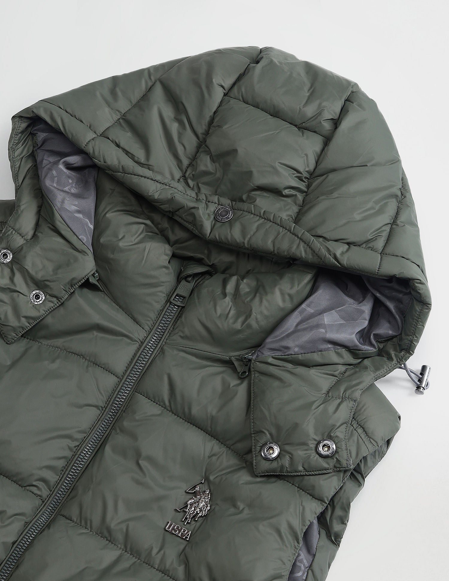 Detachable Hood Padded Jacket Metalic Olive - U.S. POLO ASSN. | Large
