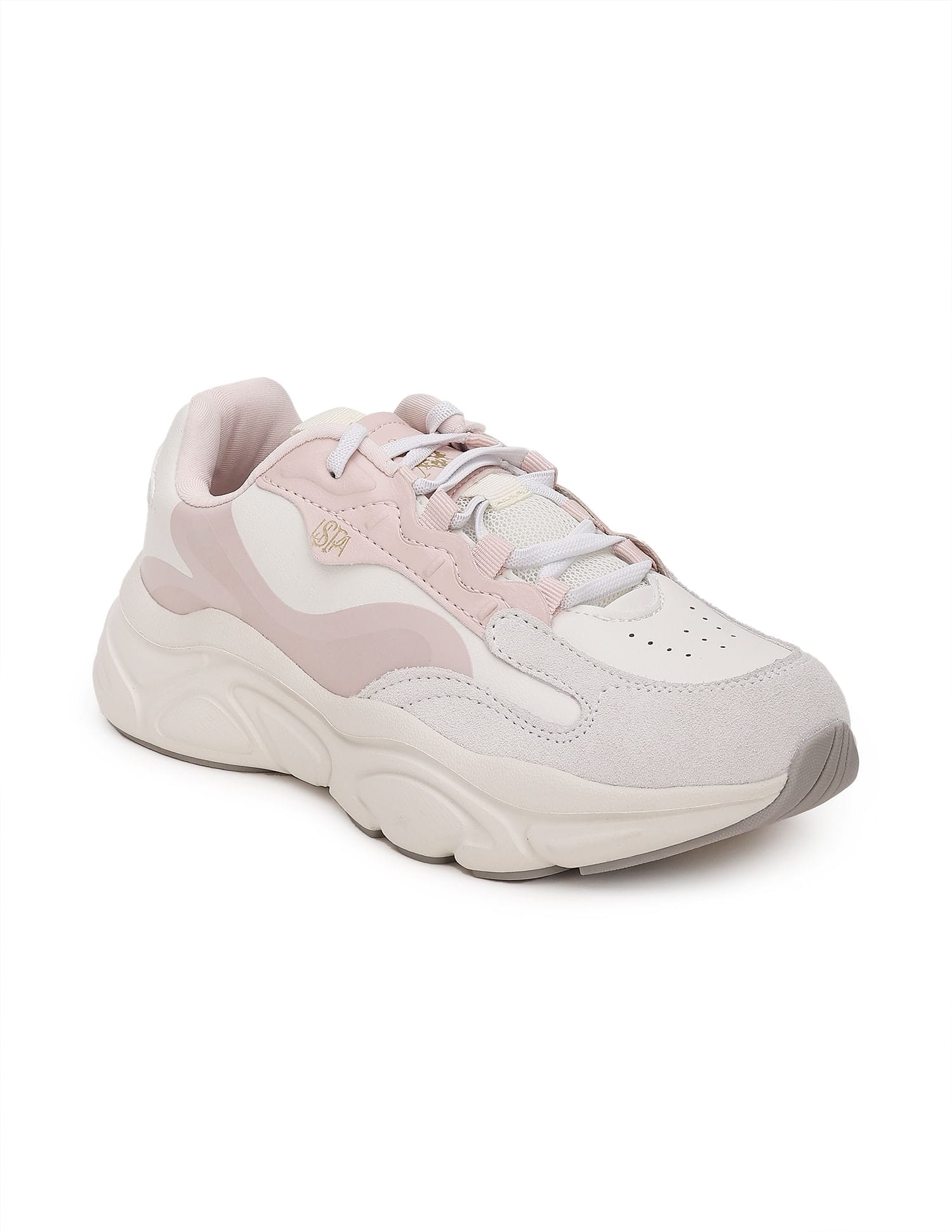Women Colour Block Gemma Sneakers White and Light Pink - U.S. Polo Assn. India | Large