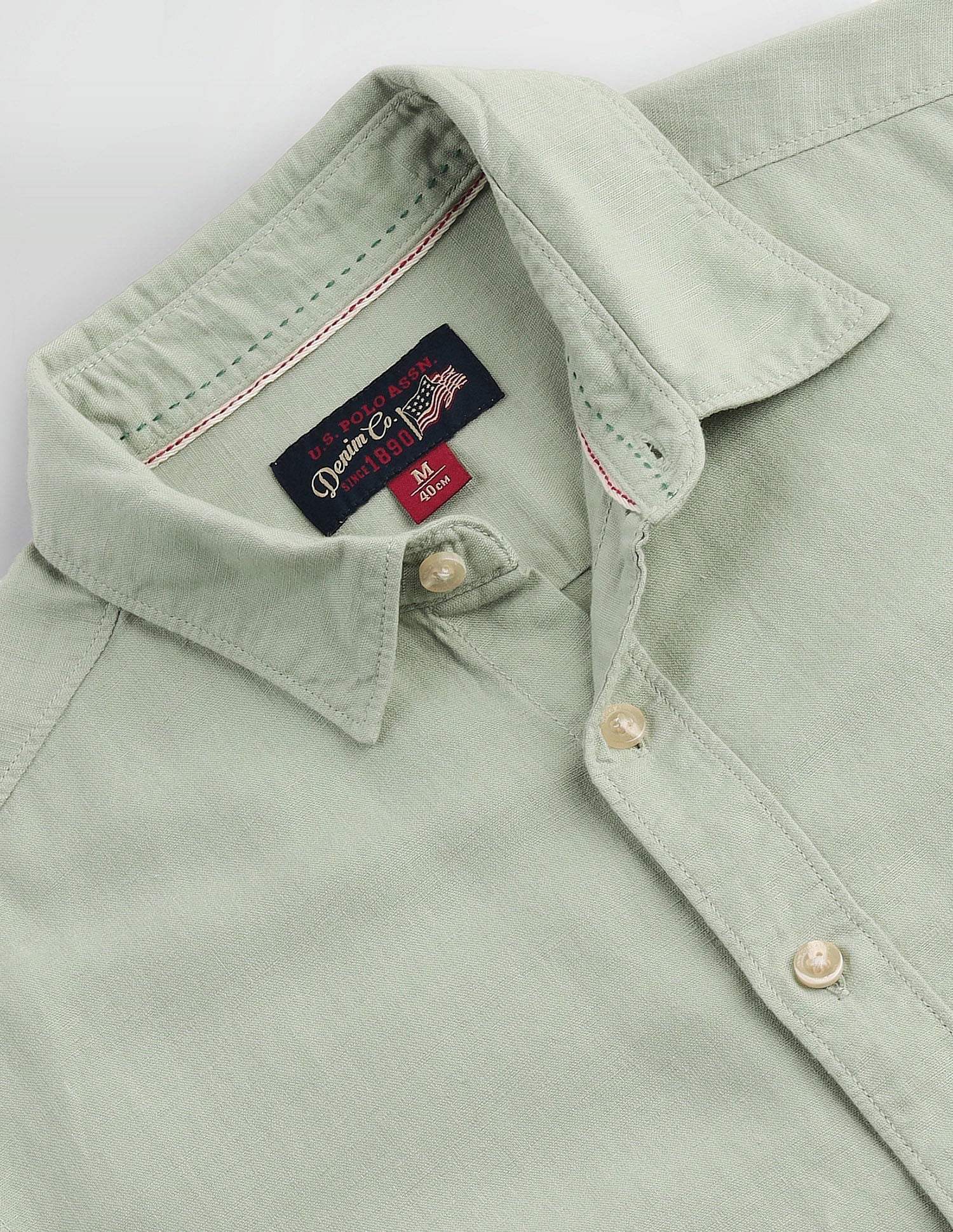 Slim Fit Solid Shirt Light Green - U.S. Polo Assn. India | Large