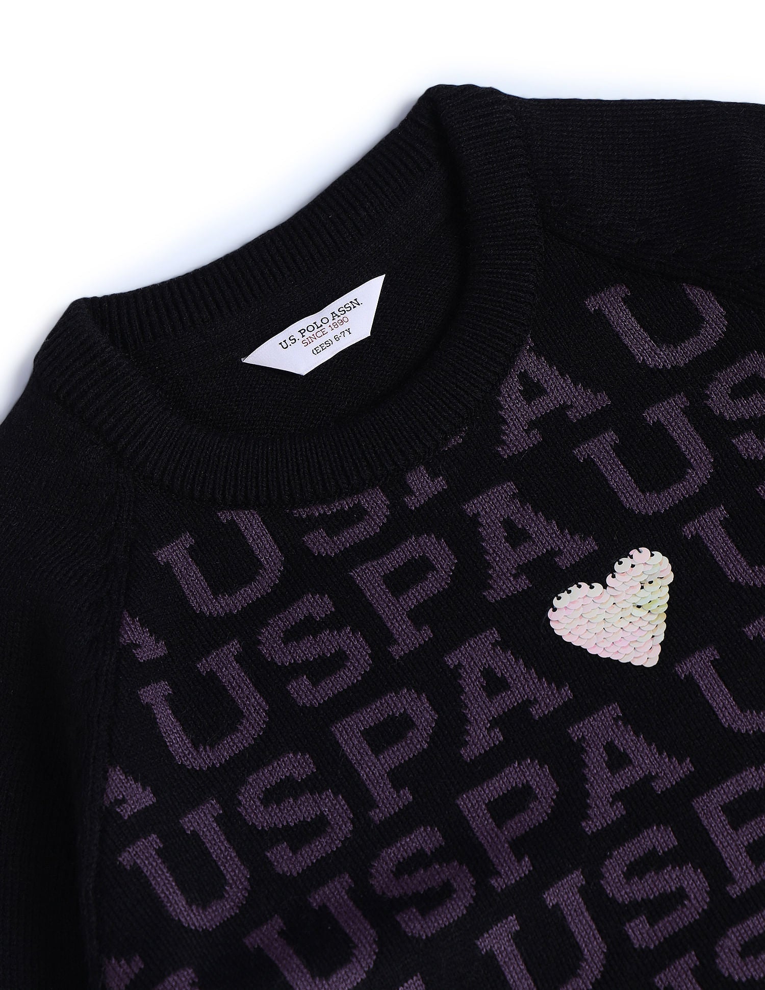 Girls Flip Sequence Sweater Black - U.S. POLO ASSN. | Large