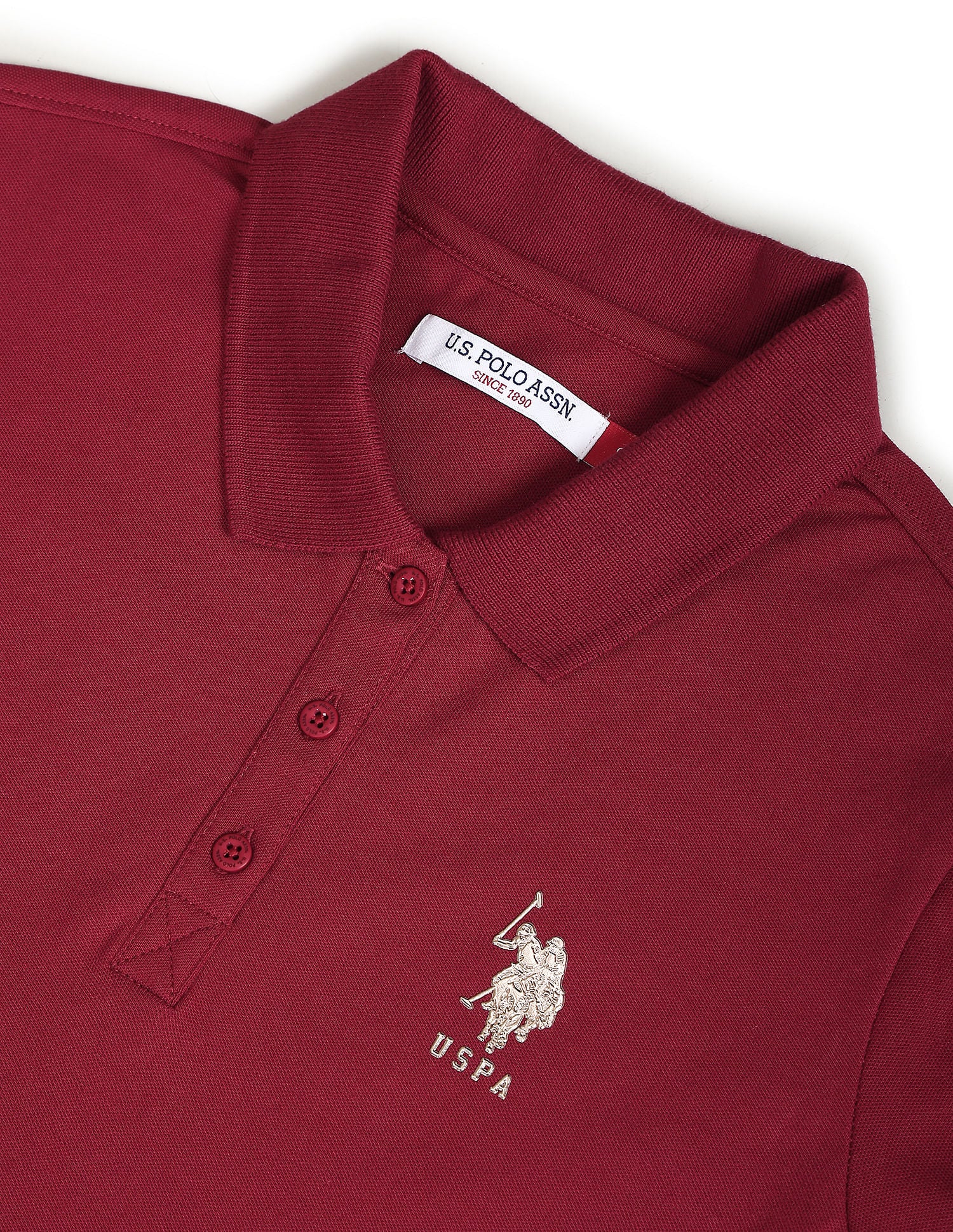 Metallic Logo Slim Polo Shirt Wine - U.S. POLO ASSN. | Large