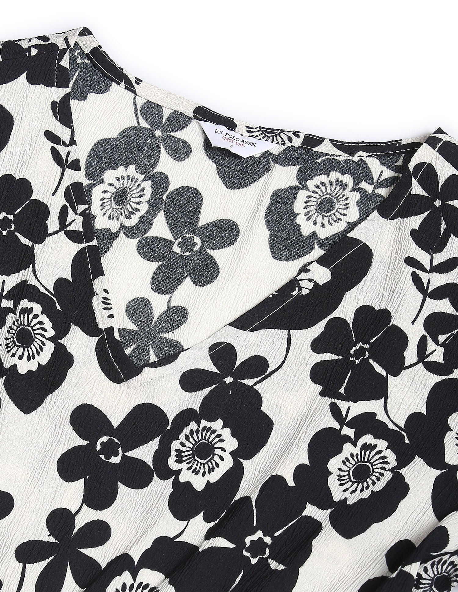 Floral Print Fit And Flare Dress Black - U.S. Polo Assn. India | Large