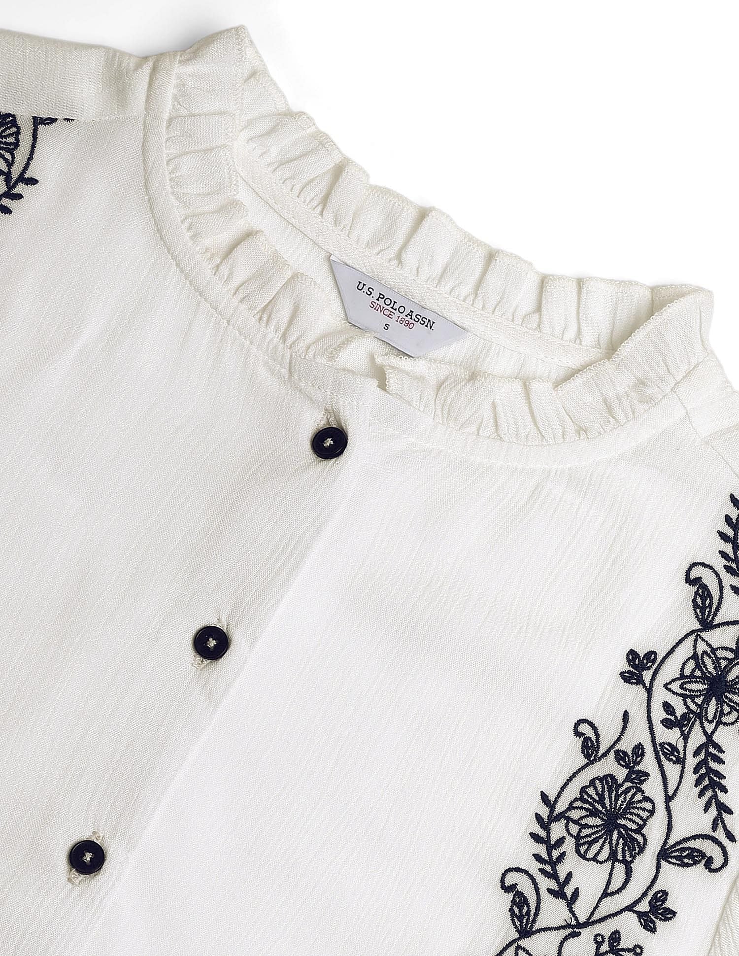 Long Sleeve Embroidered Top White - U.S. POLO ASSN. | Large