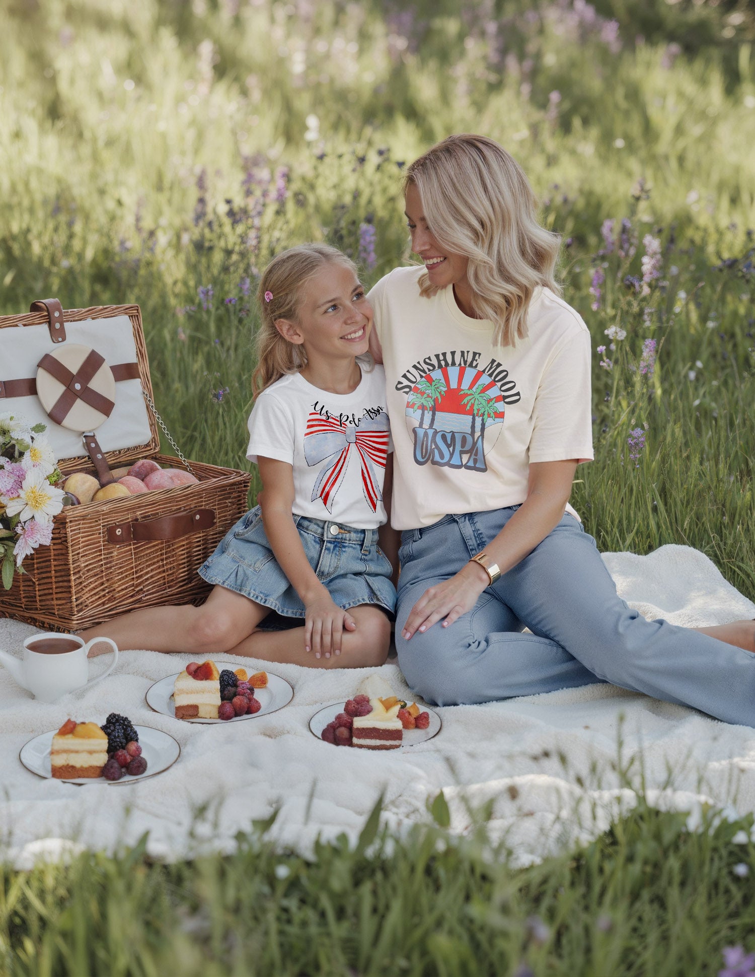 Girls Bow Print Relaxed Fit T-Shirt White - U.S. POLO ASSN. | Large