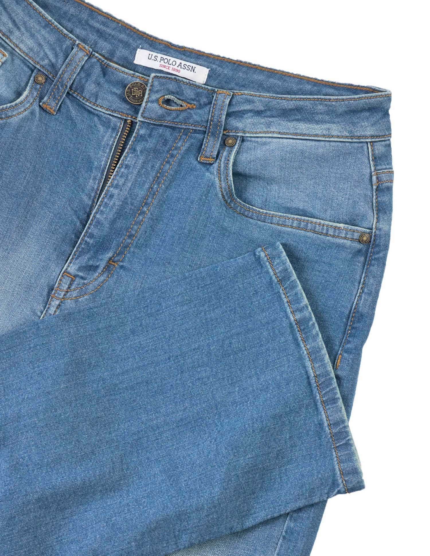 High Rise Straight Fit Cloud Soft Jeans Blue - U.S. Polo Assn. India | Large