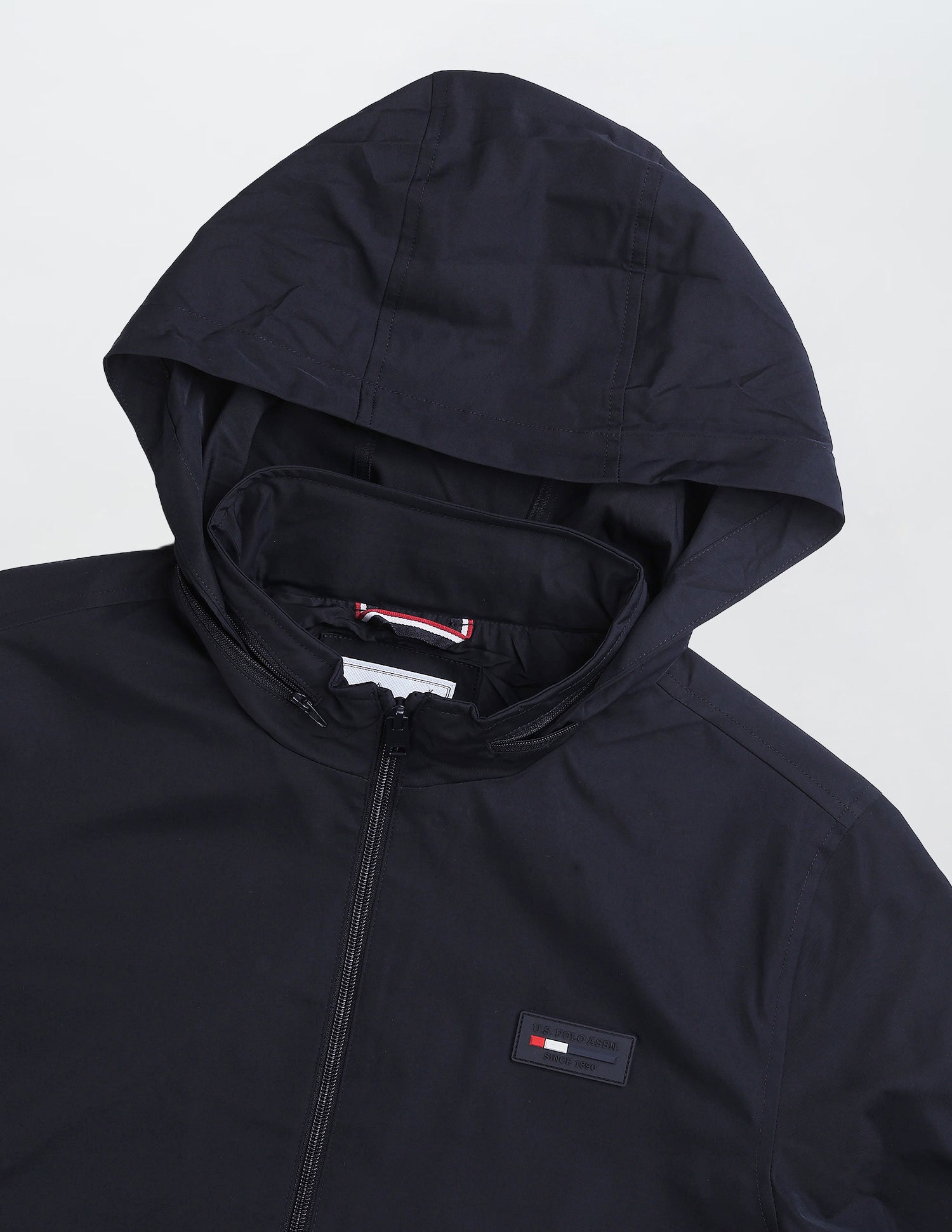 Regular Fit Solid Packable Hood Jacket Navy - U.S. Polo Assn. India | Large