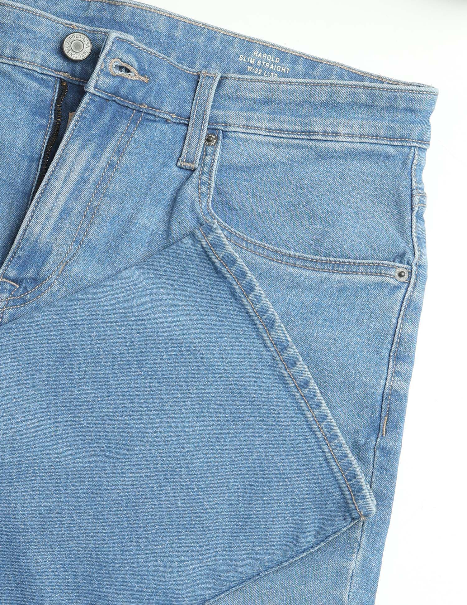 Harold Slim Straight Fit Blue Jeans Light Indigo - U.S. Polo Assn. India | Large