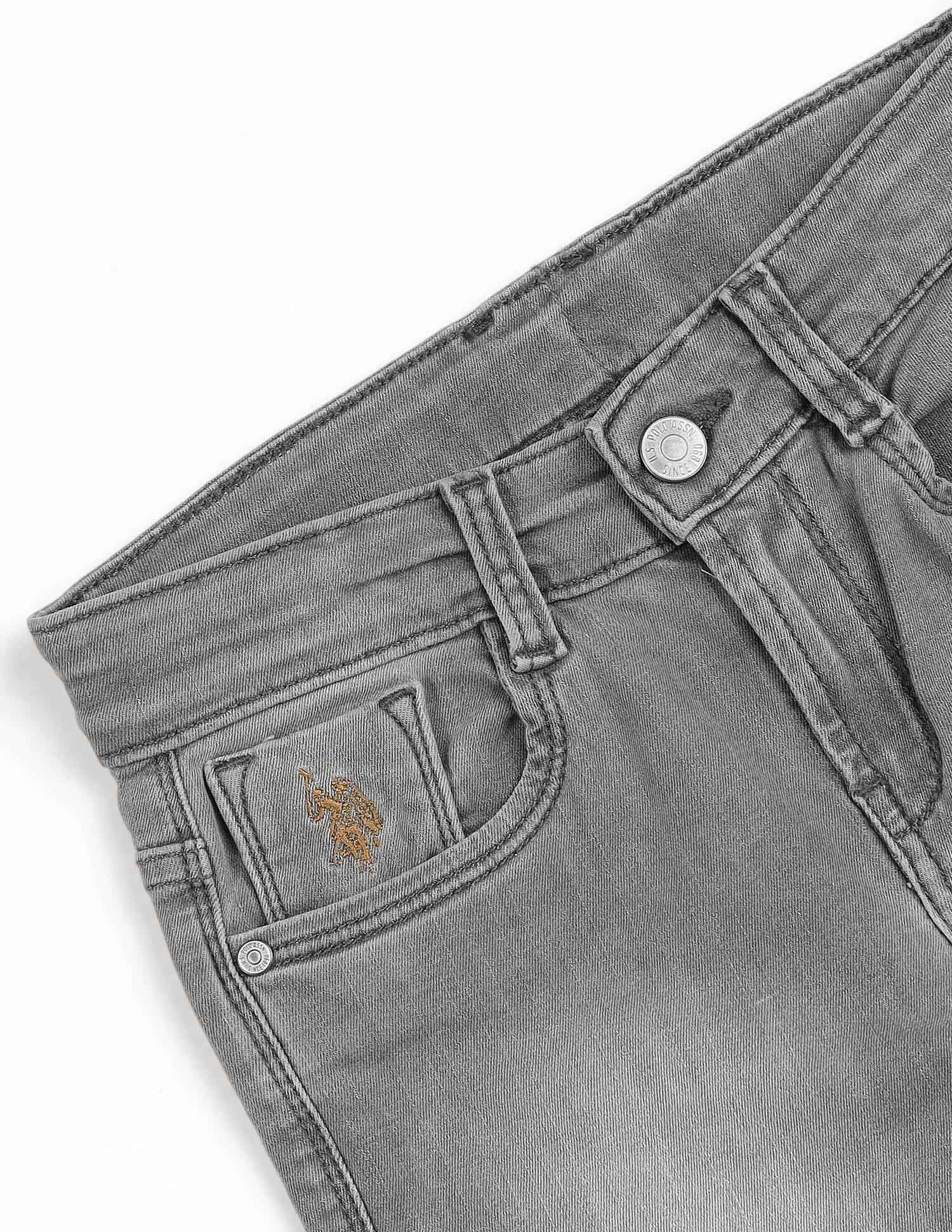 Boys Grey Mid Rise Stone wash Jeans Grey - U.S. POLO ASSN. | Large