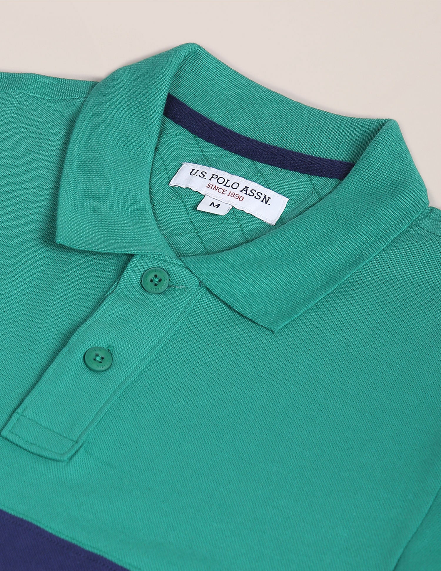 Brand Print Cotton Polo Shirt Green - U.S. Polo Assn. India | Large