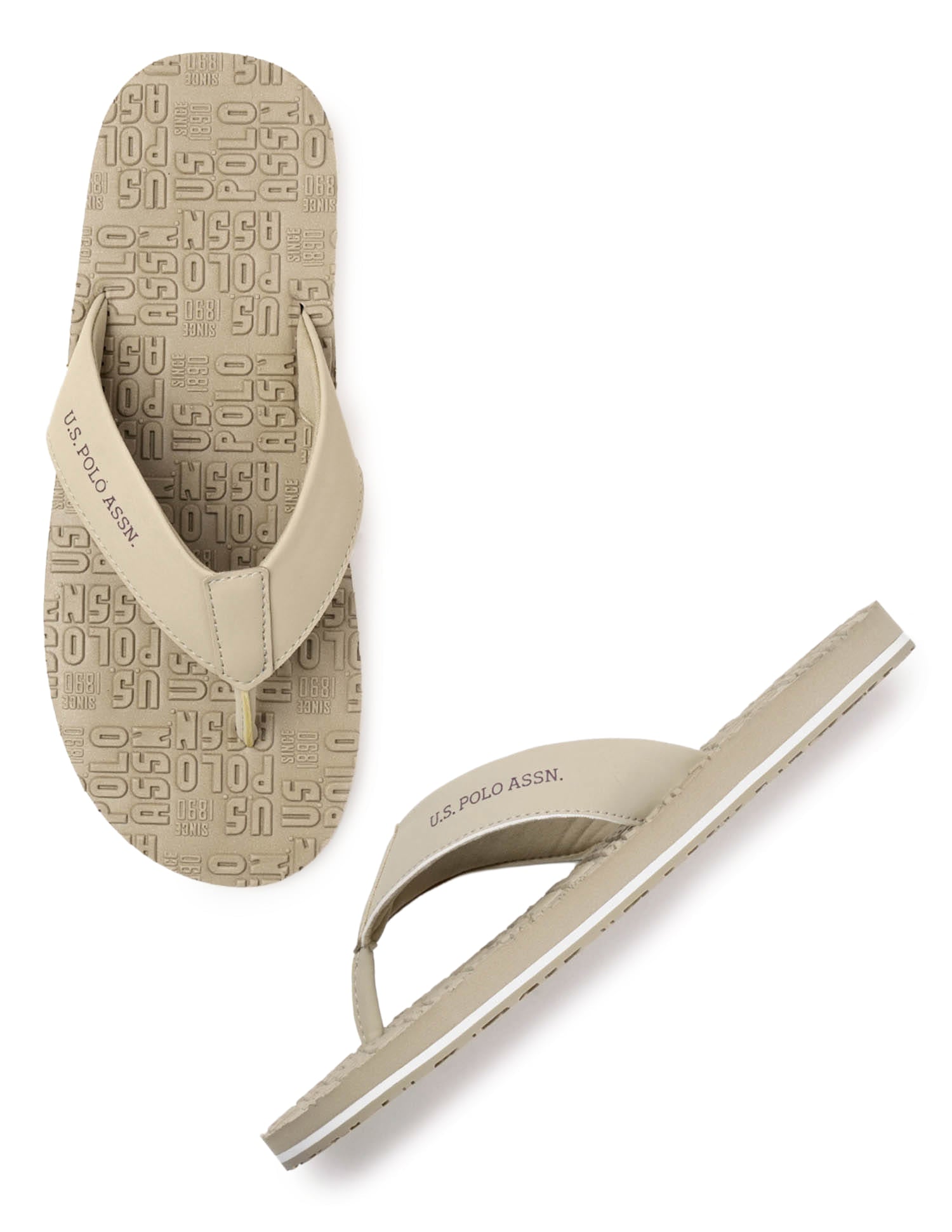 Rodri 2.0 Brand Embossed Flip Flops Beige - U.S. Polo Assn. India | Large