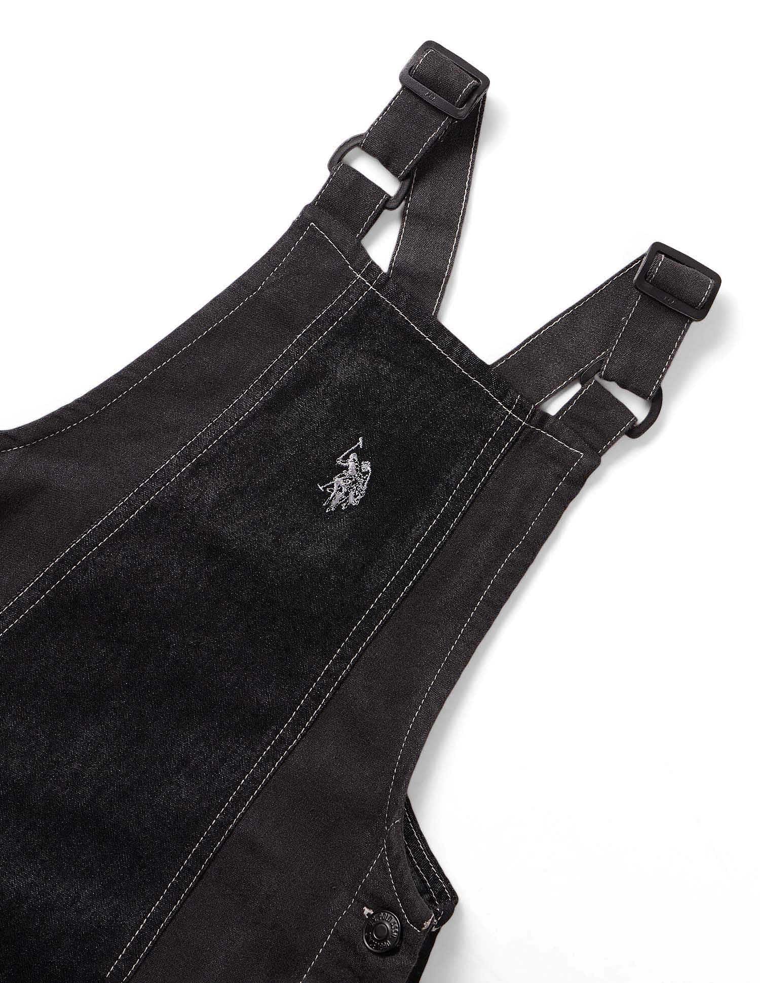 Girls Washed Dungree Dress Black - U.S. POLO ASSN. | Large
