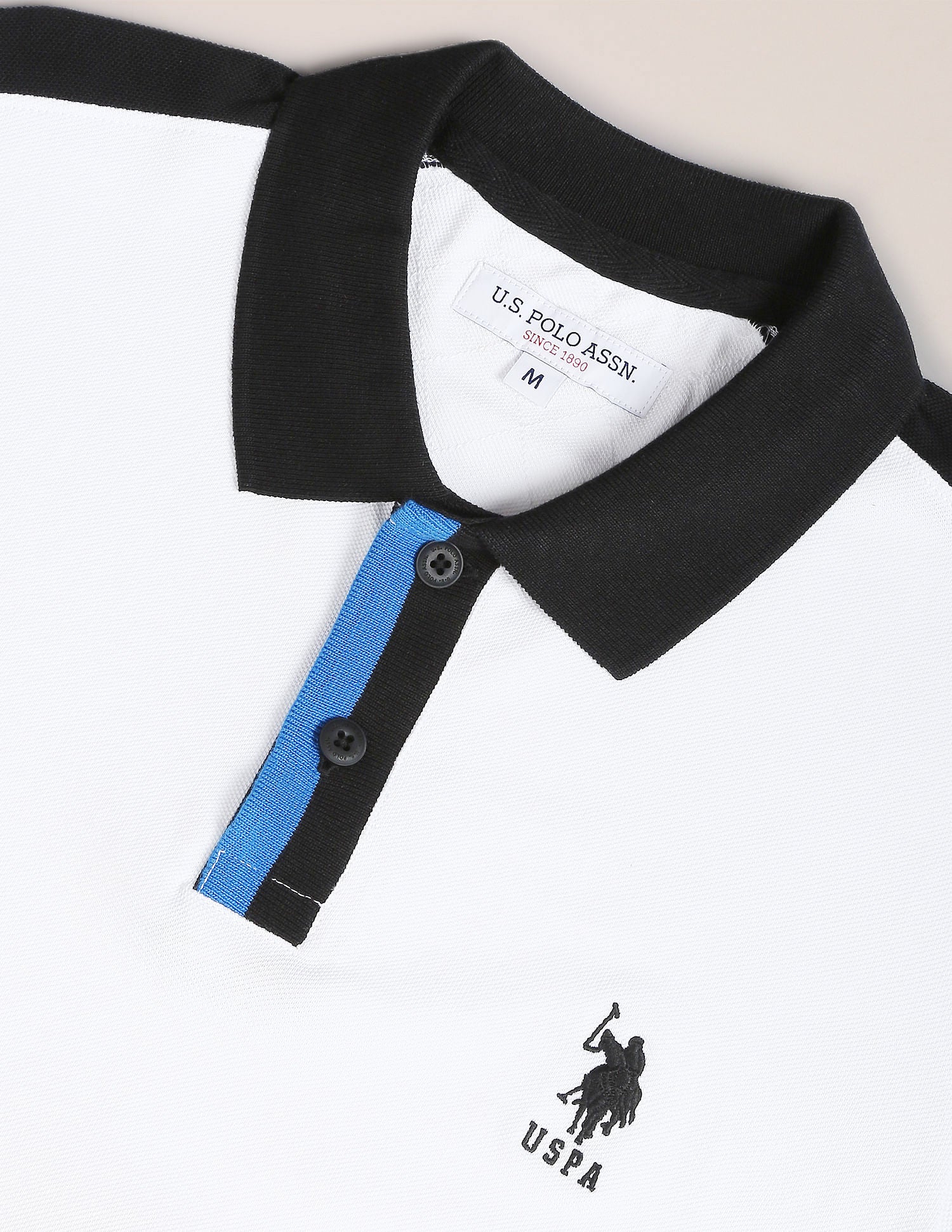 Contrast Collar Pique Polo Shirt White - U.S. POLO ASSN. | Large