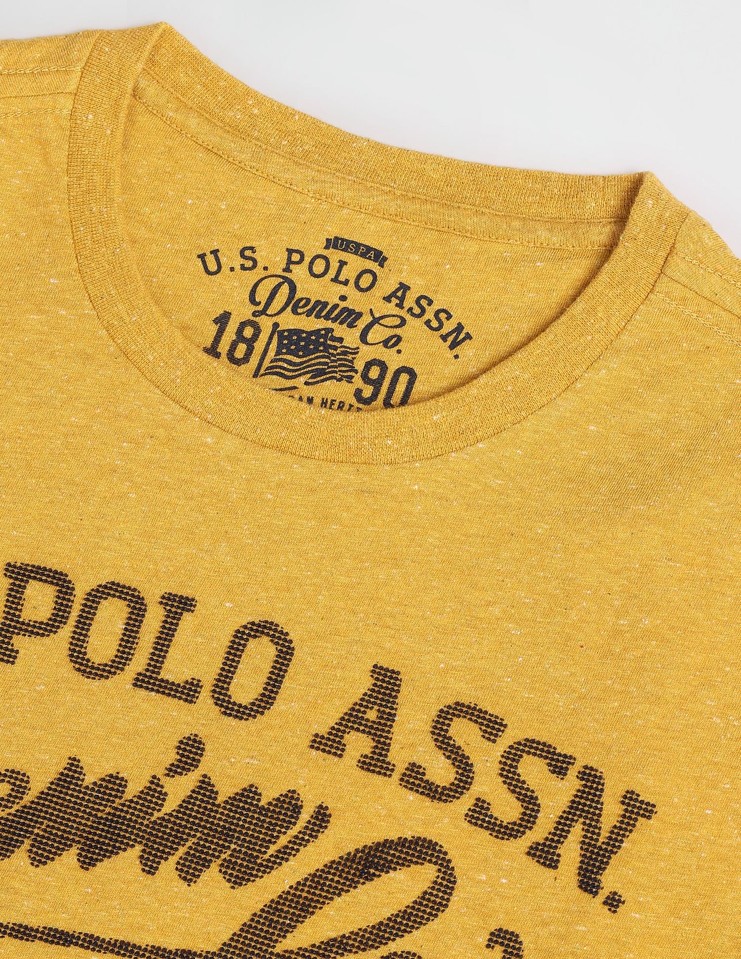 Heathered Typographic Print T-Shirt Mustard - U.S. POLO ASSN. | Large
