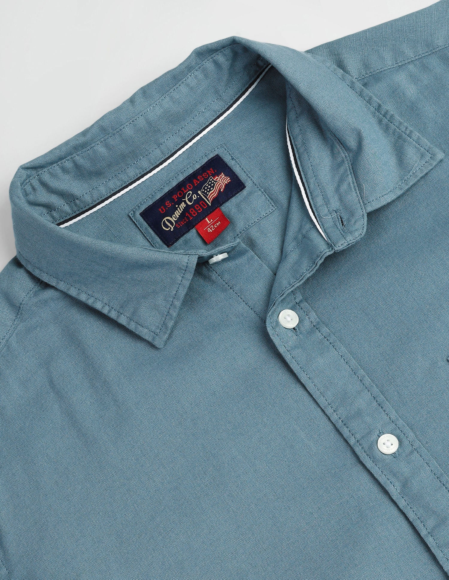 Semi Cutaway Collar Slim Fit Shirt Teal - U.S. Polo Assn. India | Large