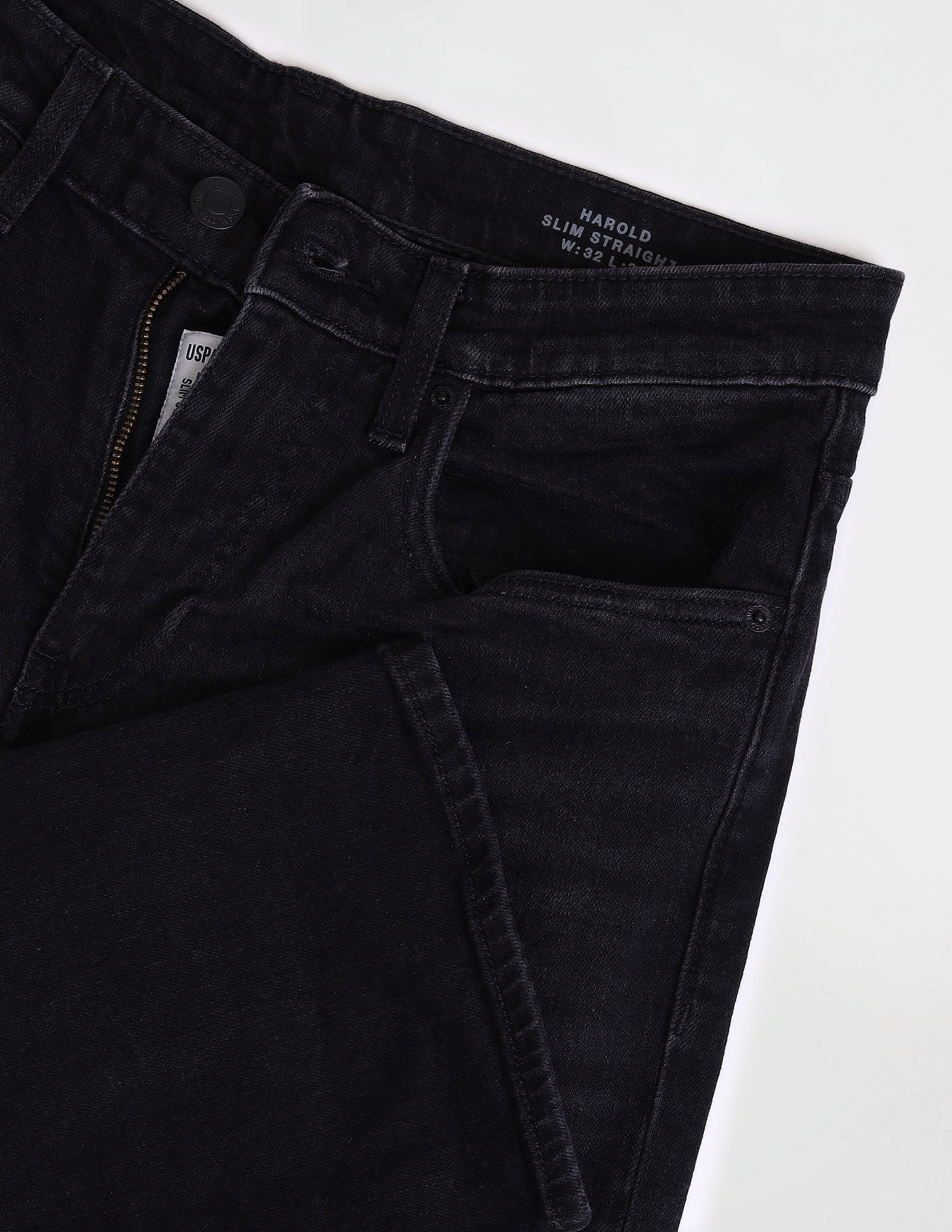 Harold Slim Straight Fit Black Jeans Black - U.S. POLO ASSN. | Large