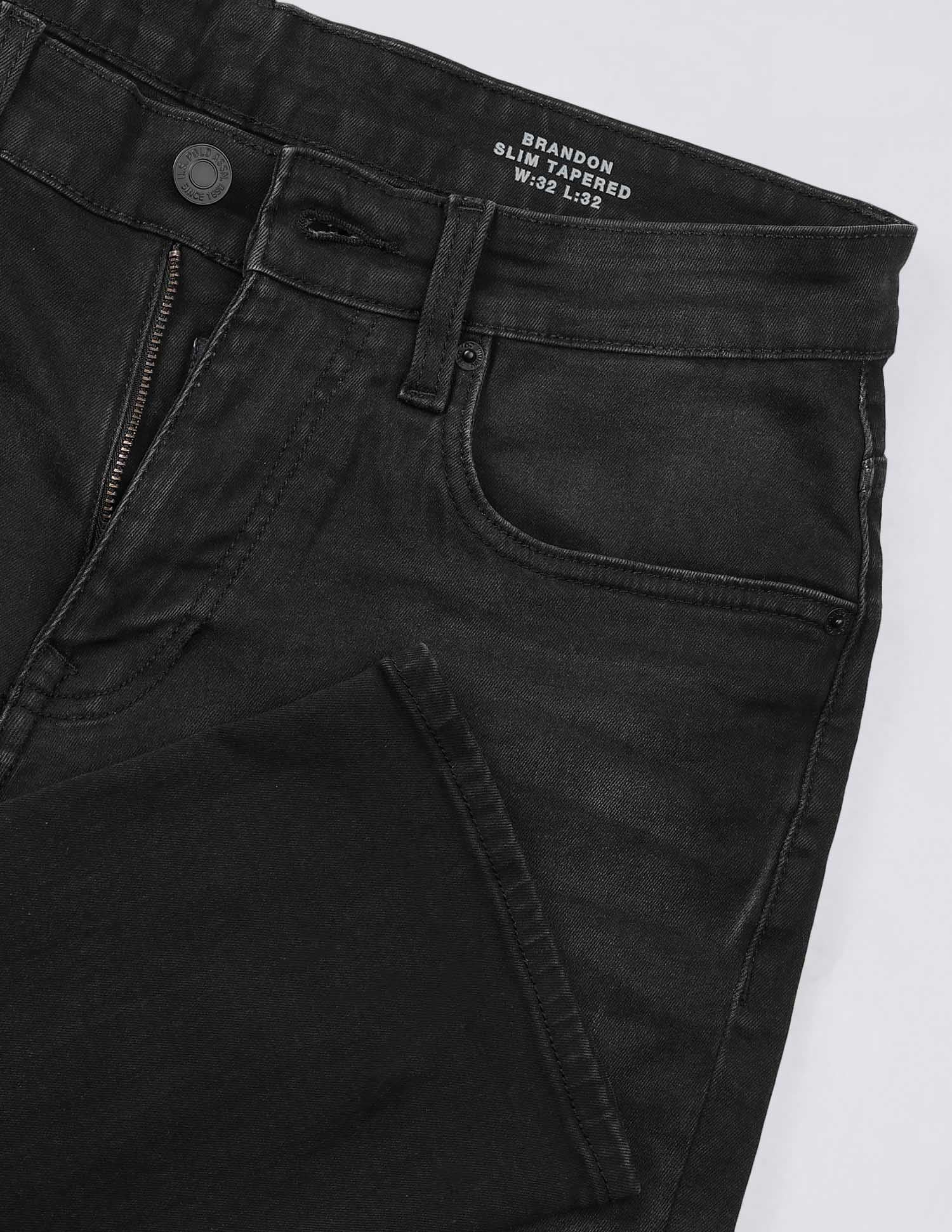 Brandon Slim Tapered Fit Authentic Denim Jeans Black - U.S. Polo Assn. India | Large