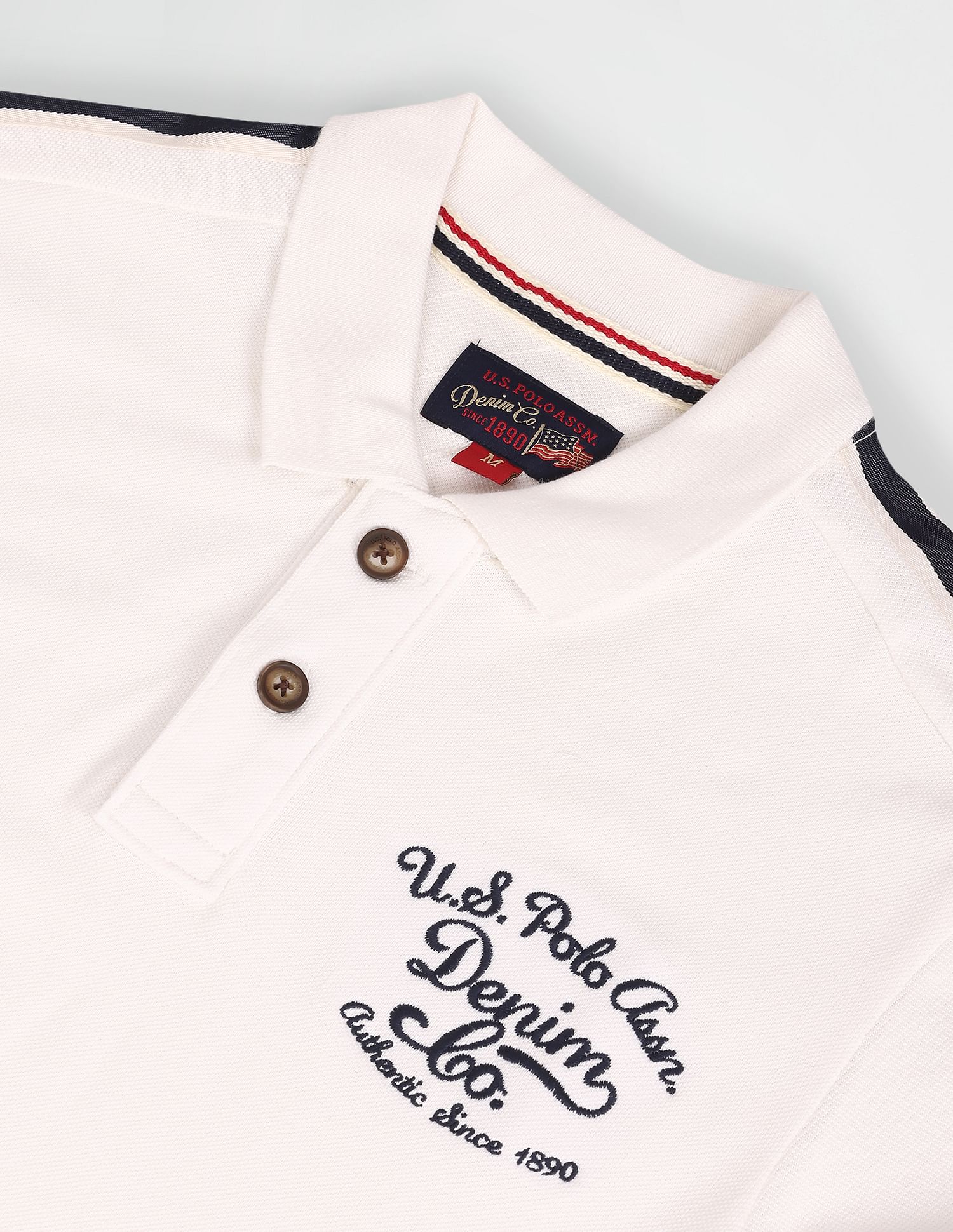 Men White Solid Cotton Polo Shirt White - U.S. Polo Assn. India | Large