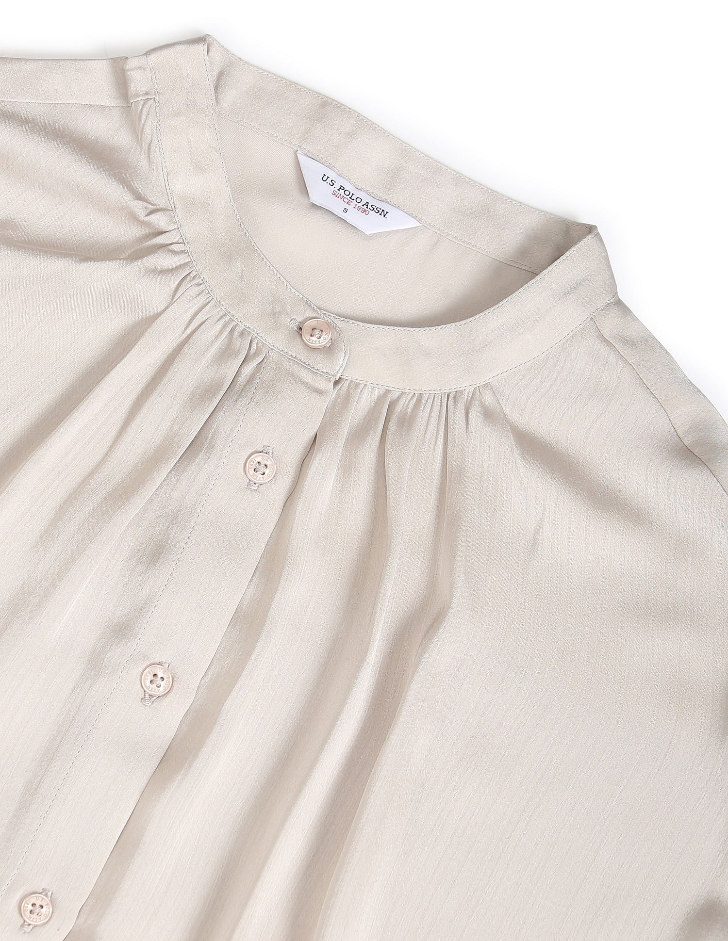 Mandarin Collar Solid Shirt Light Grey - U.S. POLO ASSN. | Large