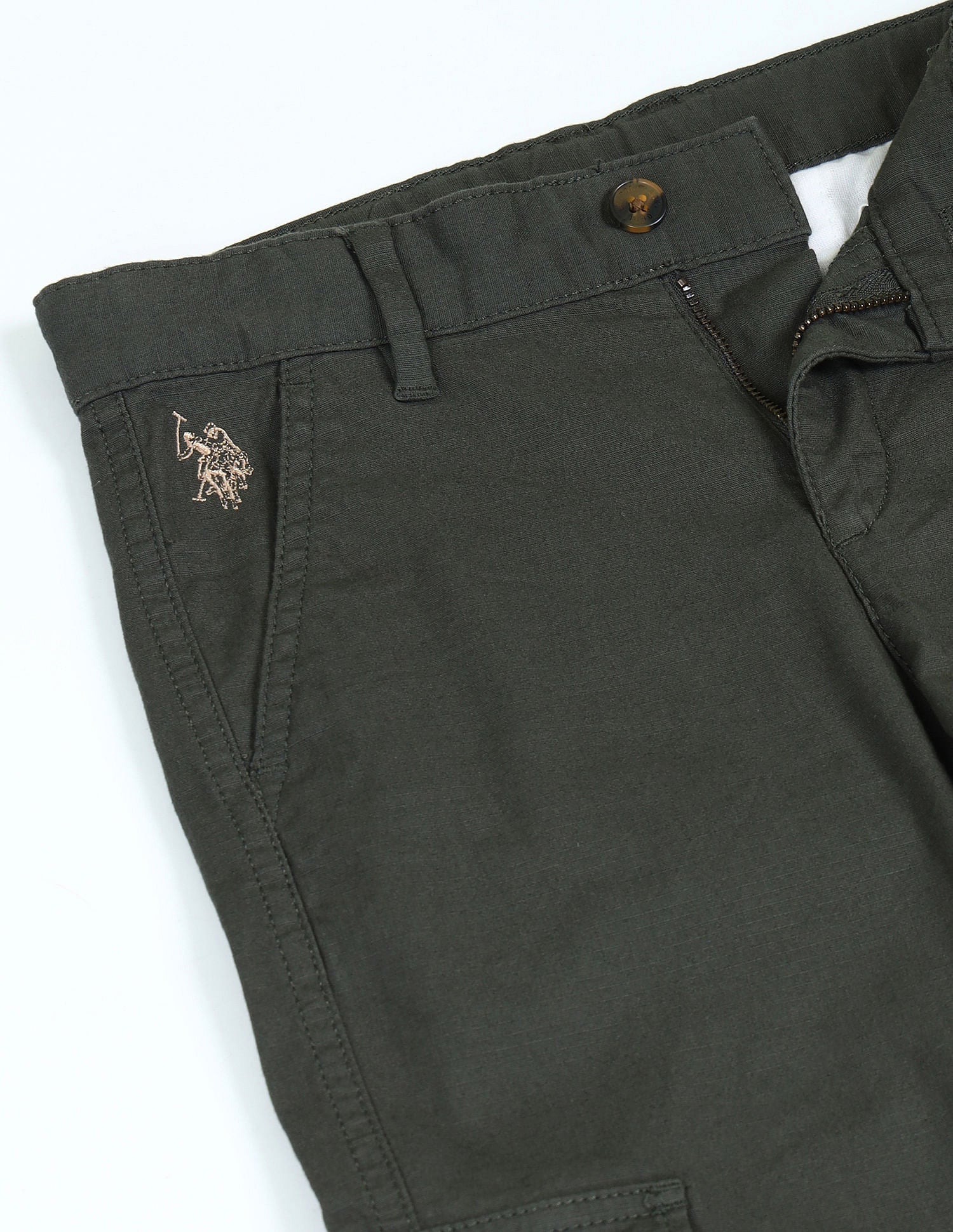 Boys Mid Rise Relaxed Fit Trousers Olive - U.S. POLO ASSN. | Large