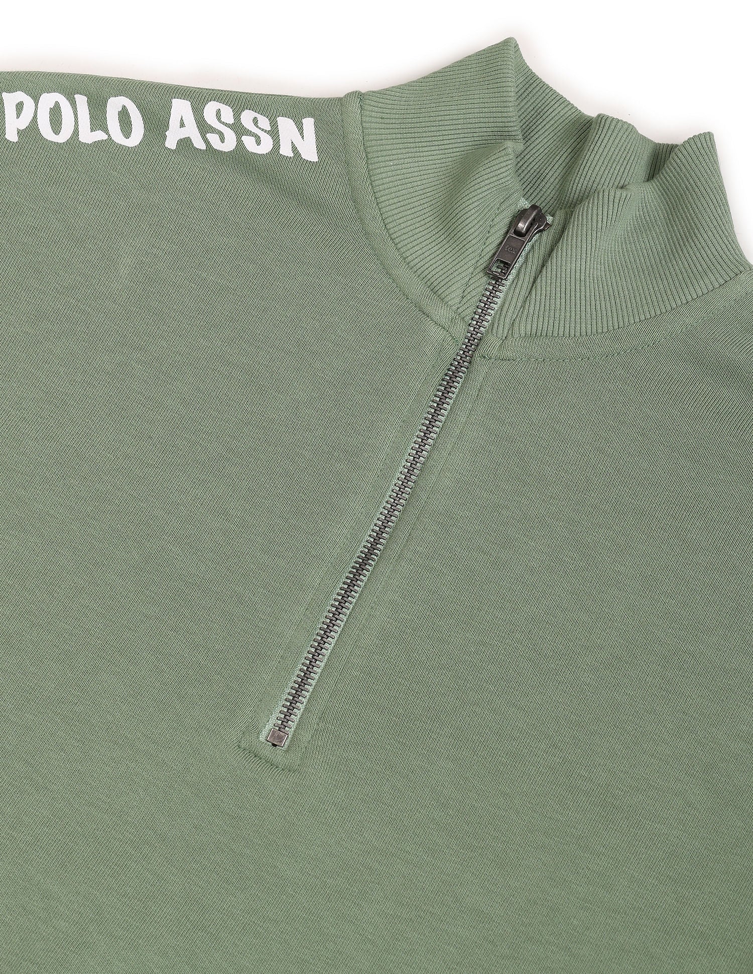 High Neck Solid Sweatshirt Sage Green - U.S. Polo Assn. India | Large