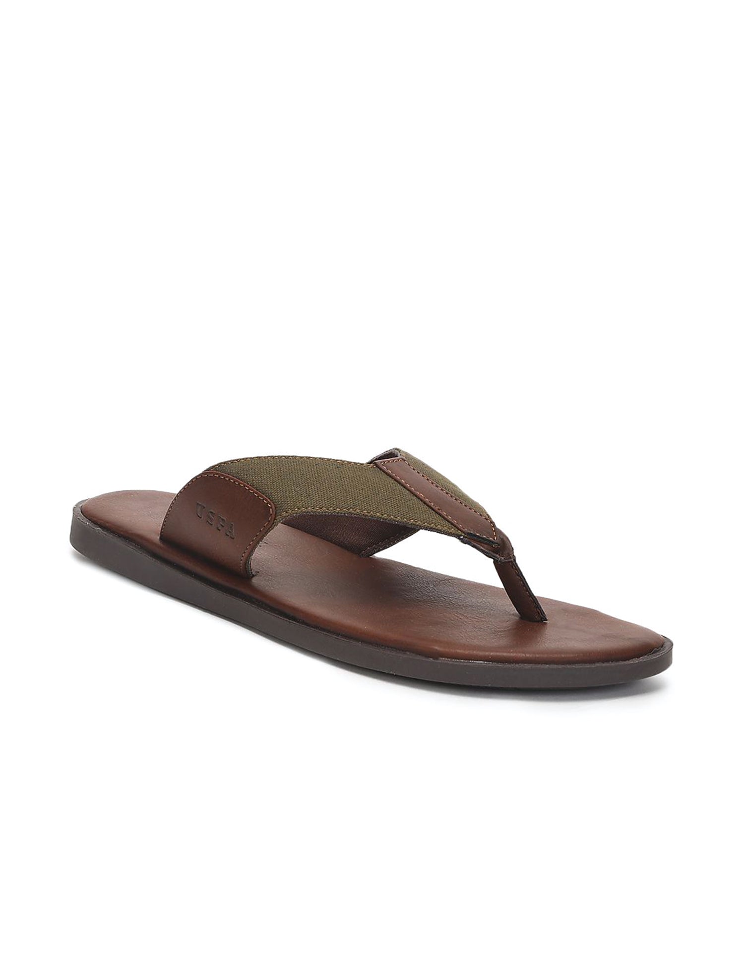 Men Colour Block V-Strap Barrio Sandals Brown and Olive - U.S. Polo Assn. India | Large