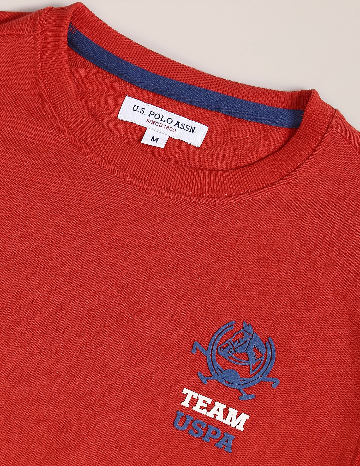 Crew Neck Solid Sweatshirt Red - U.S. POLO ASSN. | Large