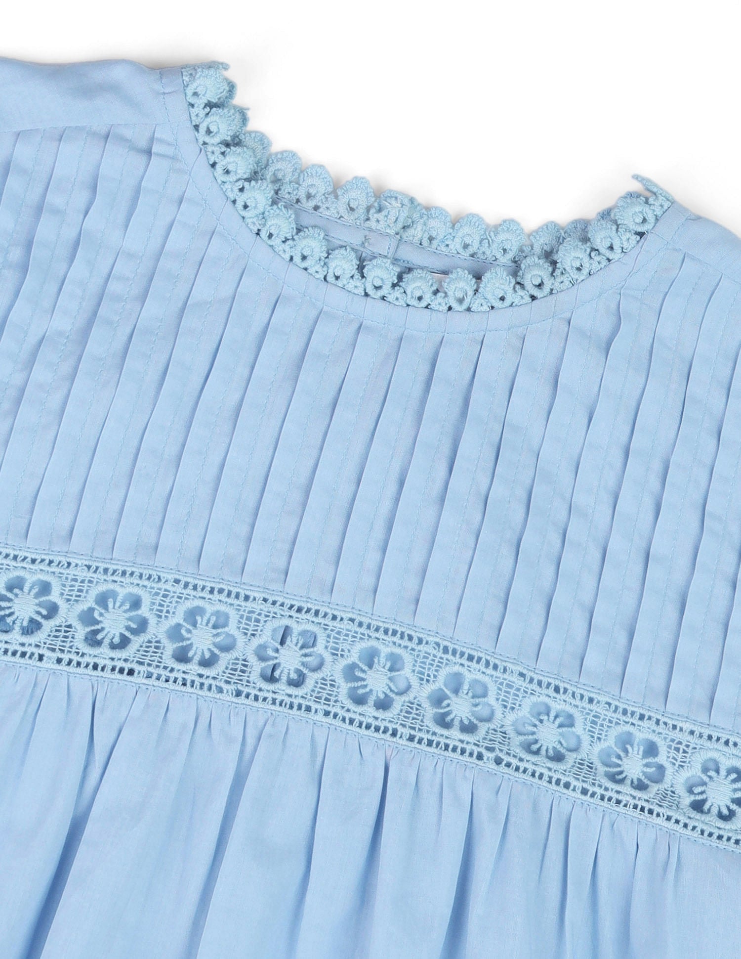 Lace Detail Cotton Top Light Blue - U.S. POLO ASSN. | Large