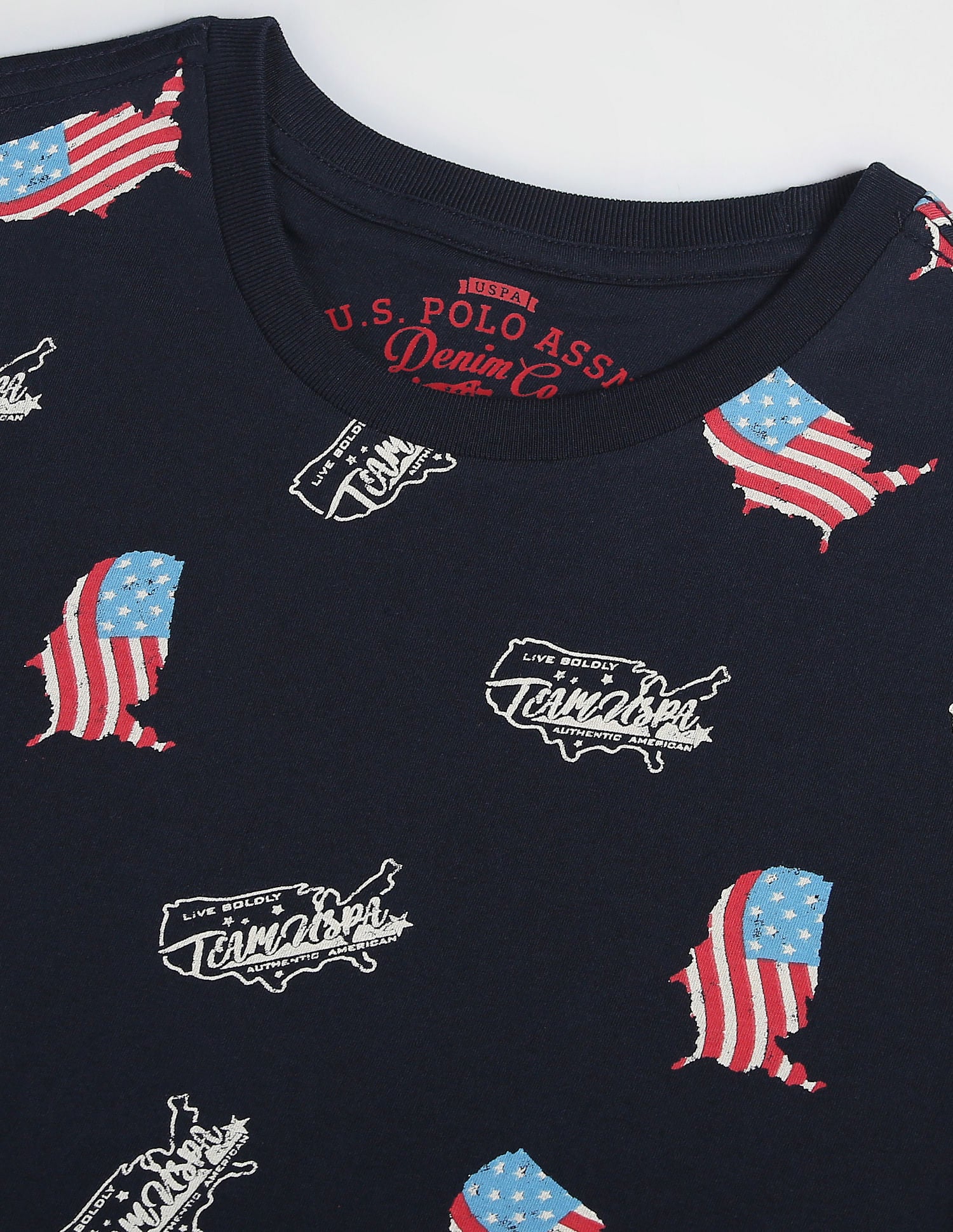 Flag Print Cotton T-Shirt Navy - U.S. Polo Assn. India | Large