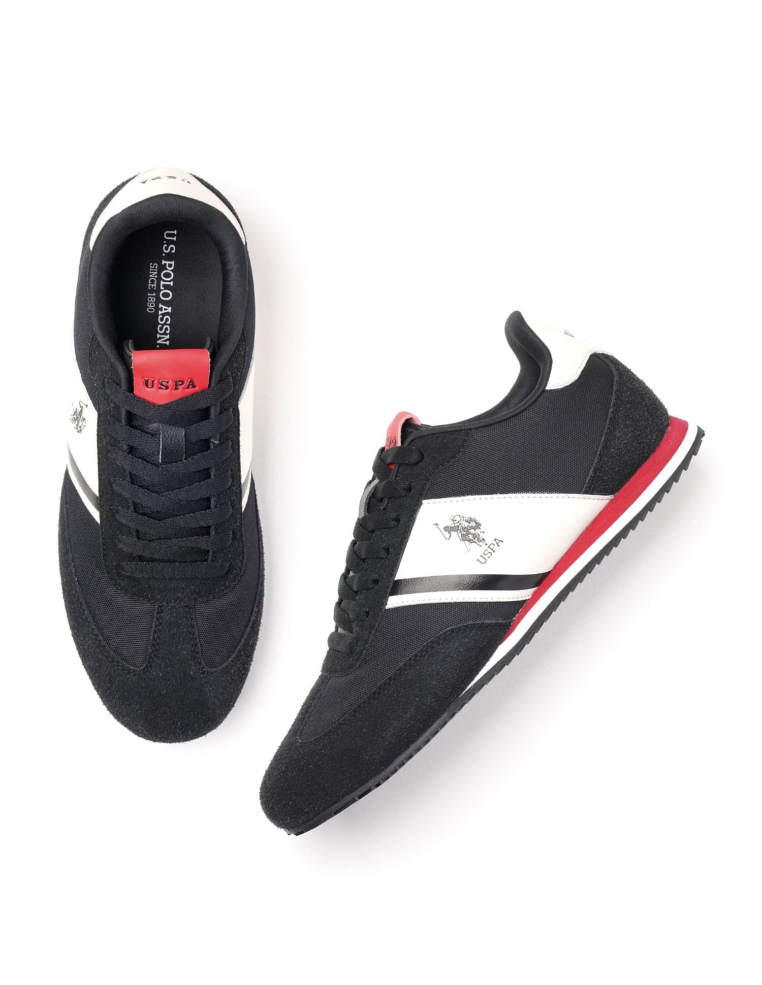 Men Vadler Suede Colourblocked Sneakers Black - U.S. POLO ASSN. | Large