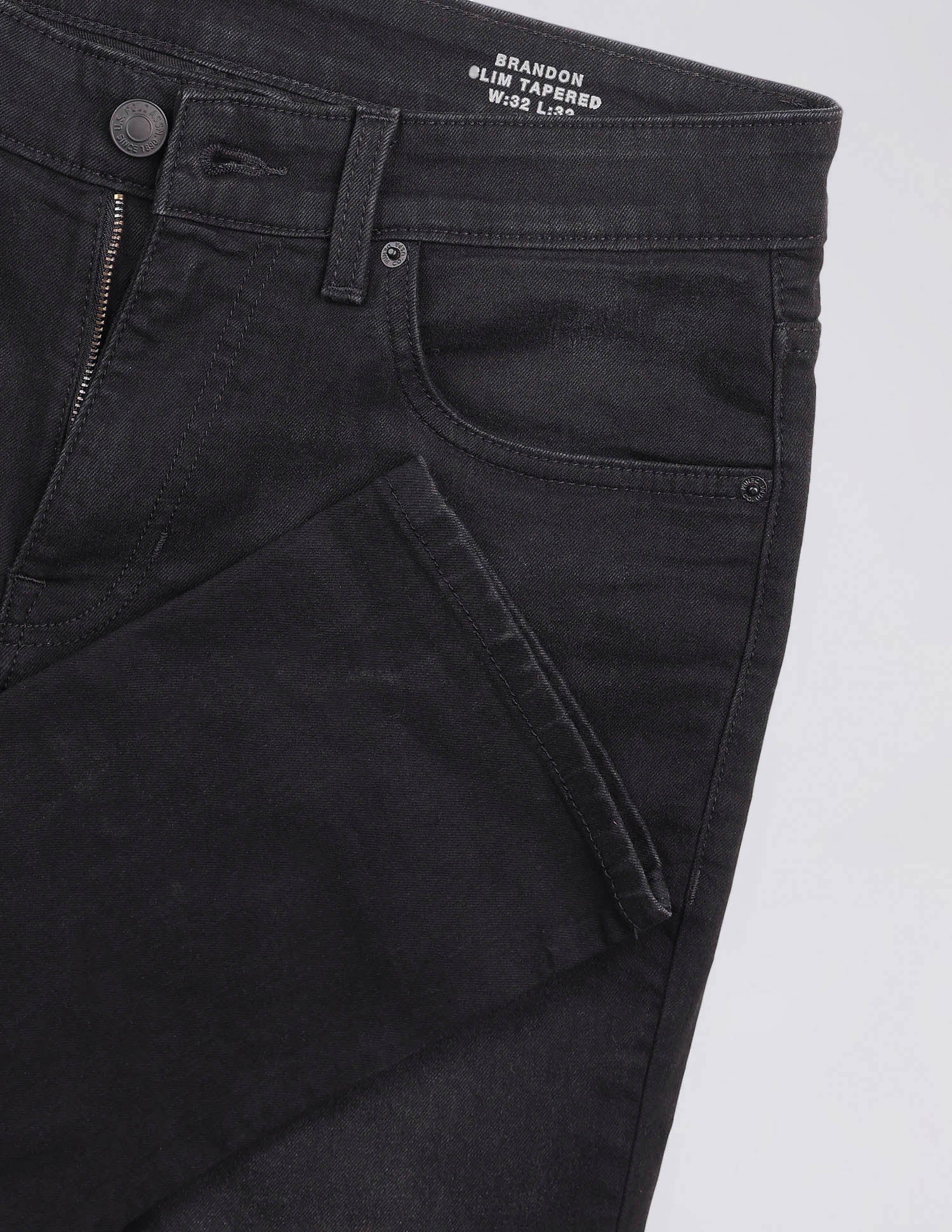 Brandon Slim Tapered Fit Black Jeans Black - U.S. Polo Assn. India | Large