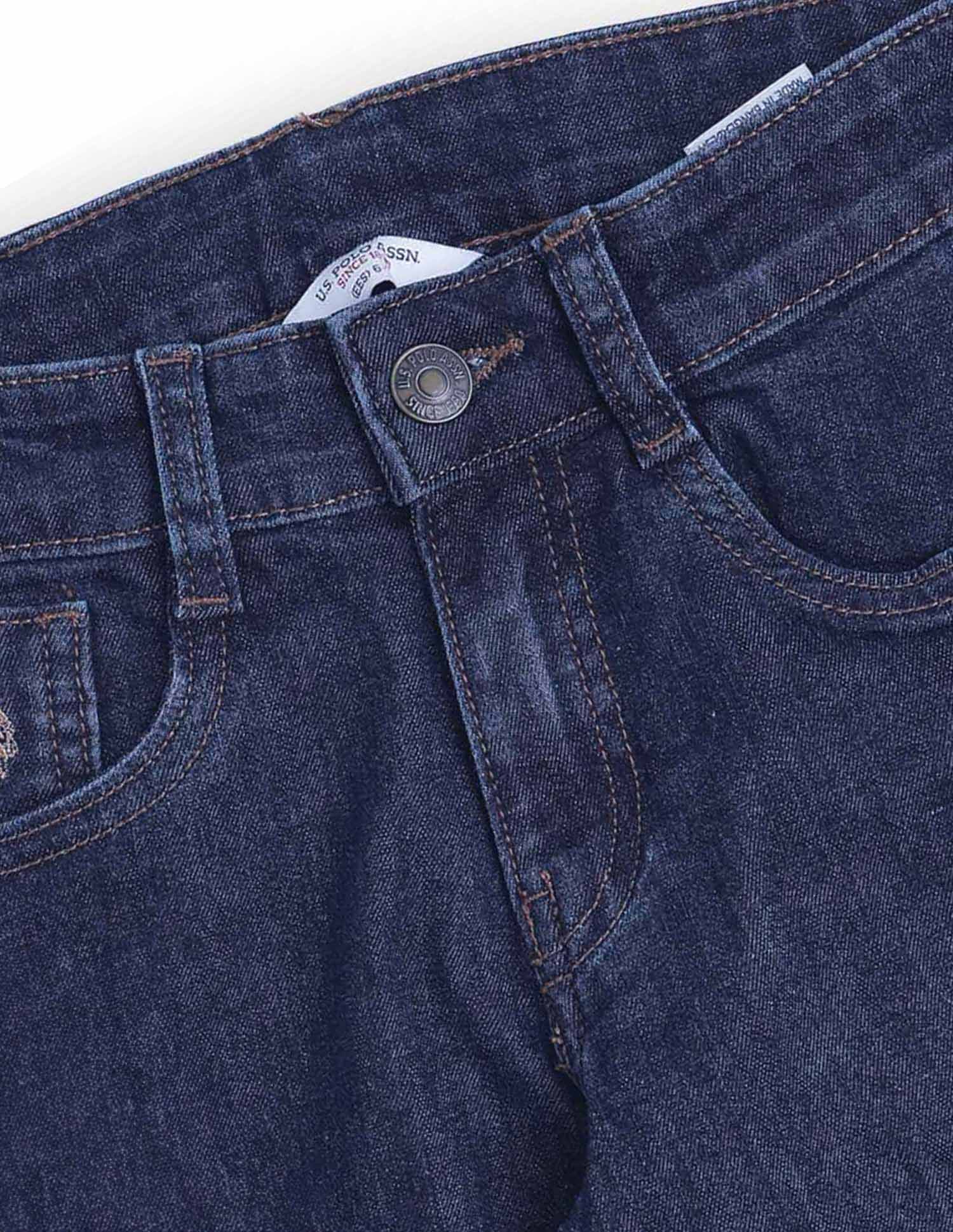 Boys Slim Fit Mid Rise Jeans Dark Blue - U.S. POLO ASSN. | Large