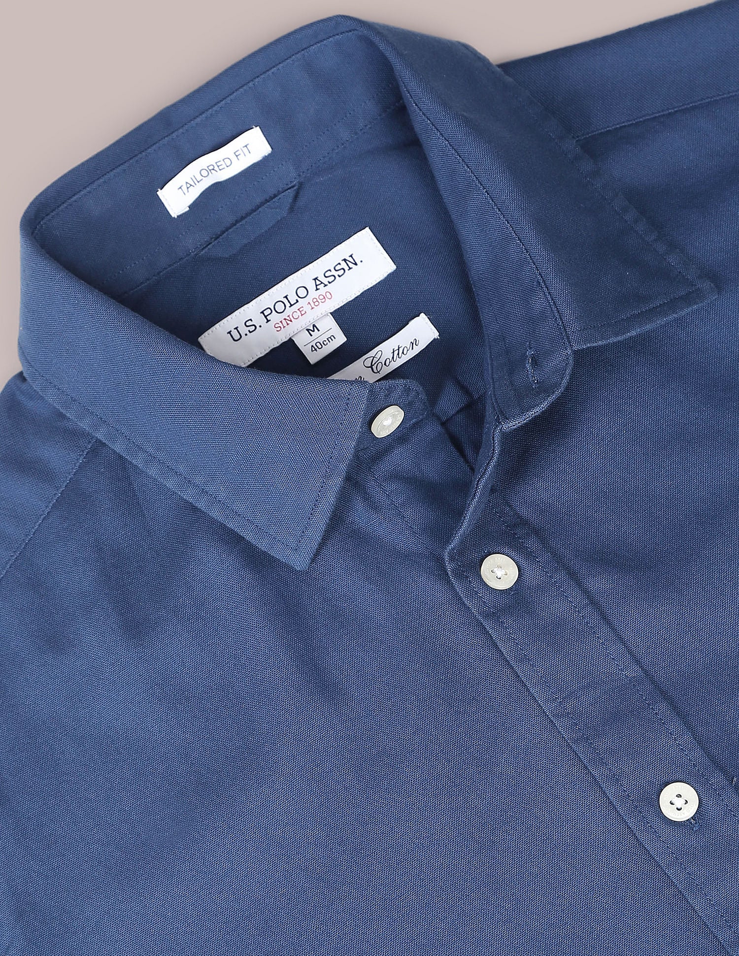 Solid Tailored Regular Fit Shirt Navy - U.S. Polo Assn. India | Large
