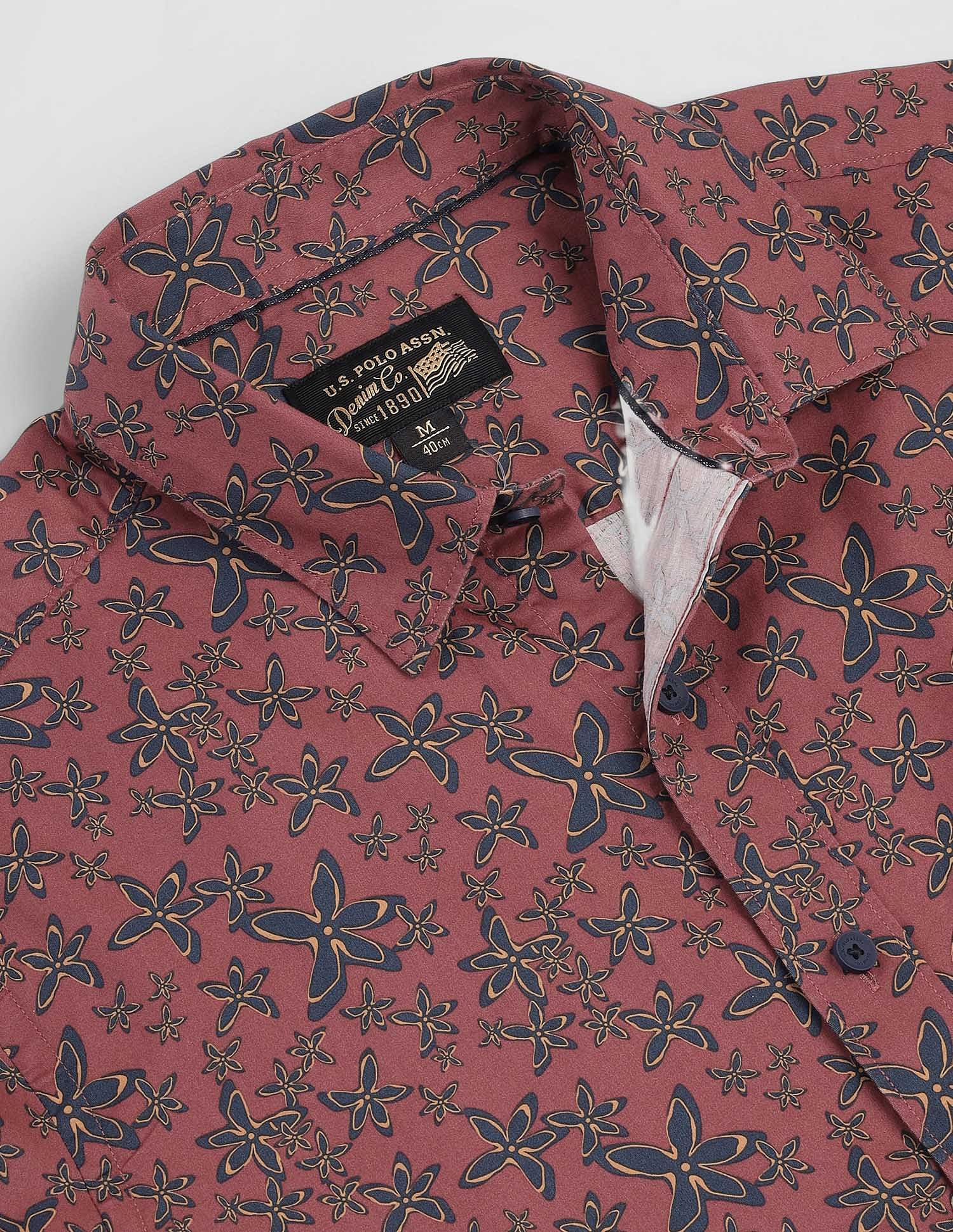 Floral Print Slim Shirt Red - U.S. Polo Assn. India | Large