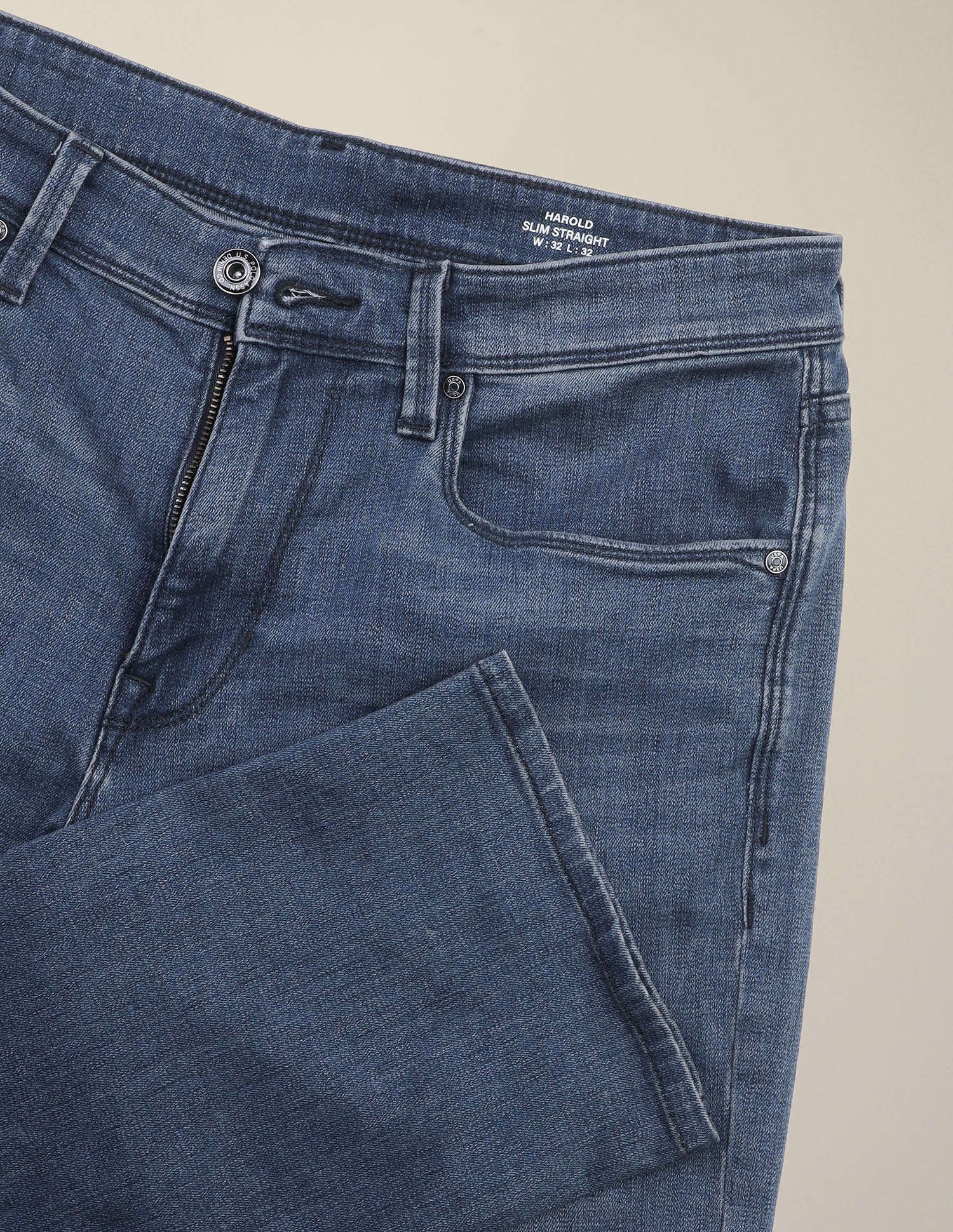 Harold Slim Straight Fit Blue Jeans Mid Blue - U.S. Polo Assn. India | Large