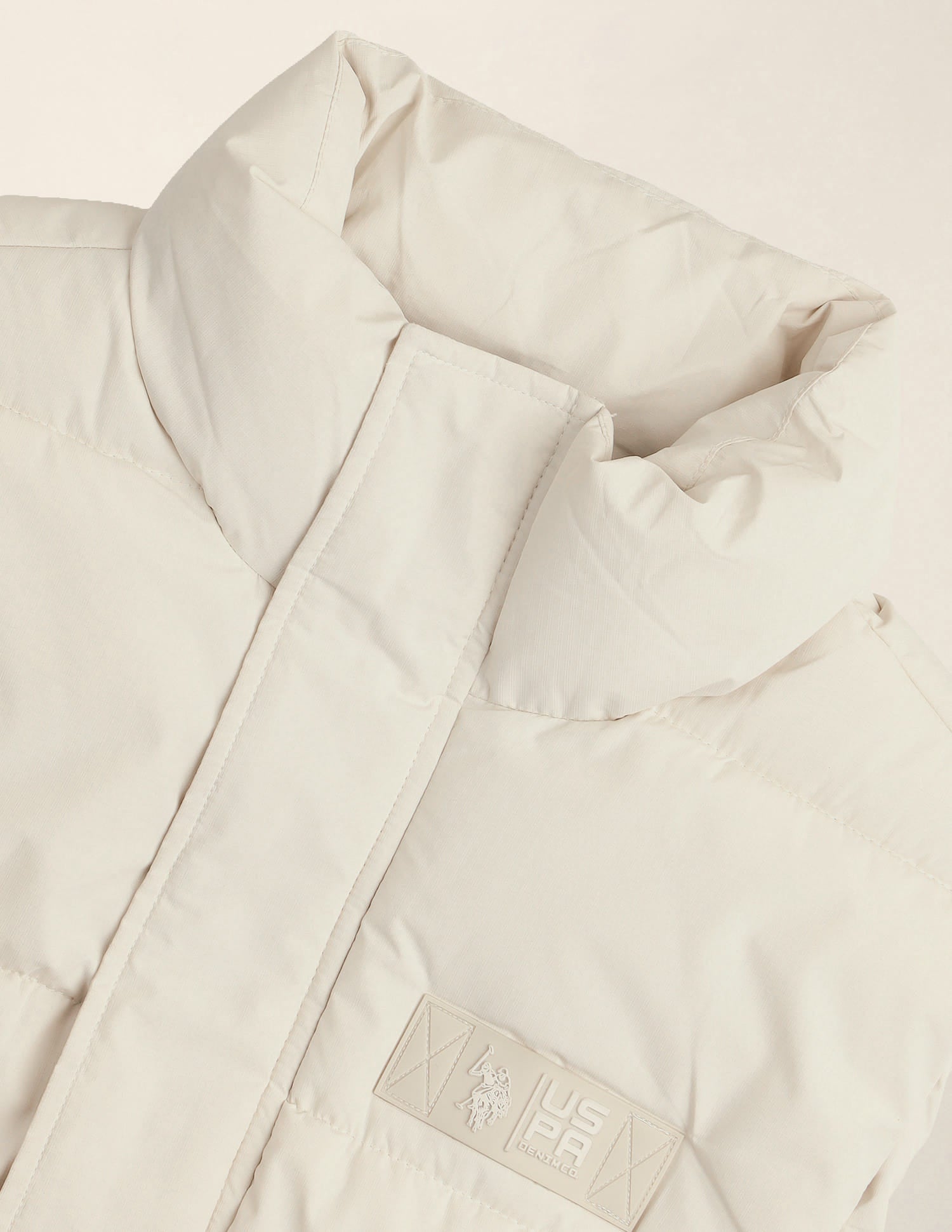 Regular Fit Solid Padded Jacket Ivory - U.S. Polo Assn. India | Large
