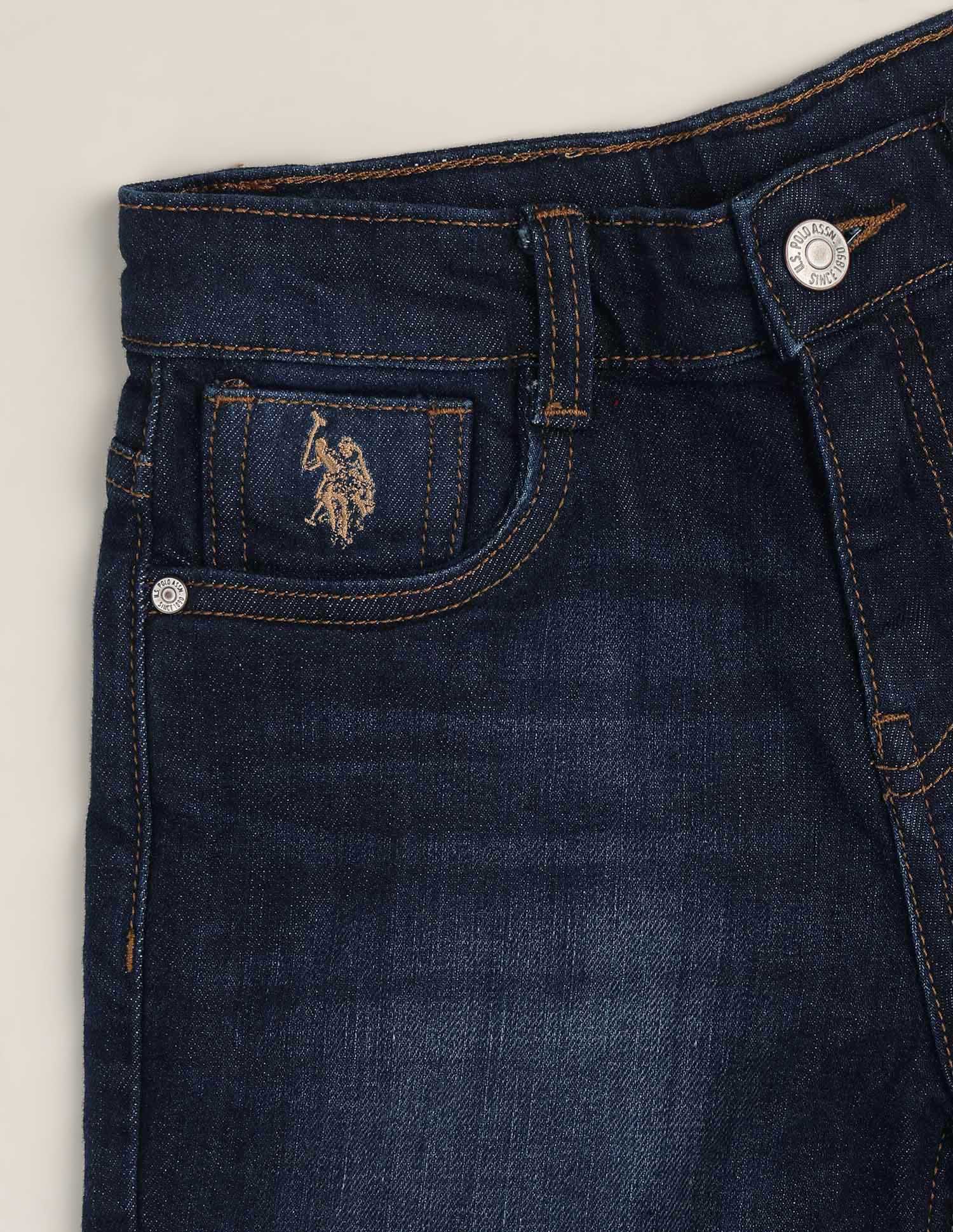 Mid Rise Whiskered Denim Shorts Blue - U.S. Polo Assn. India | Large