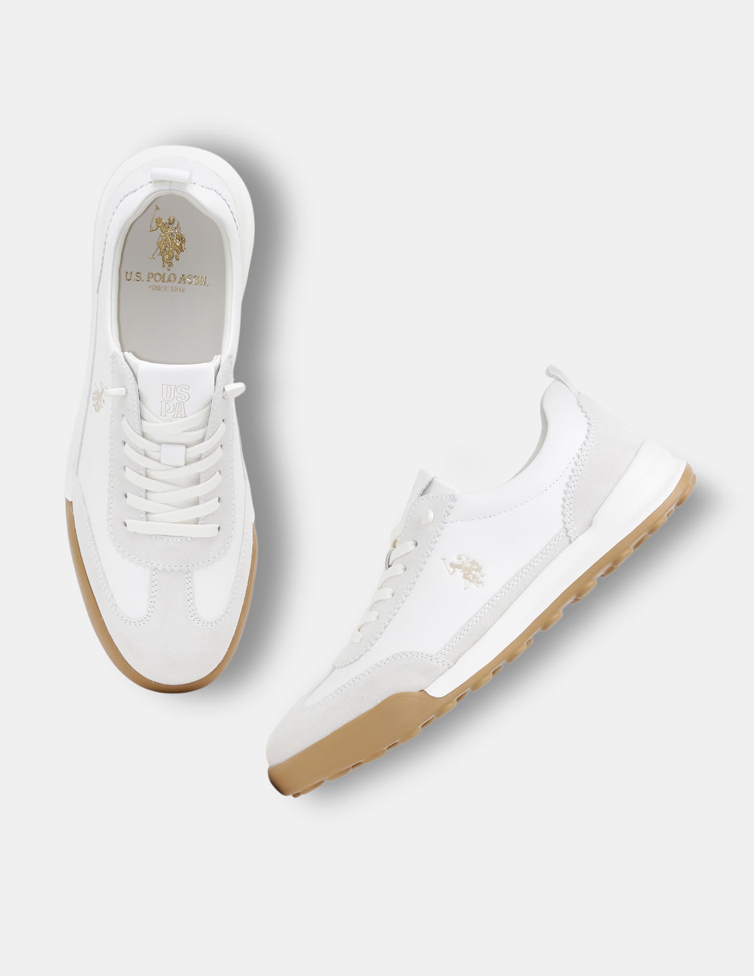 Round Toe Lace Ups Cedric Sneakers White - U.S. Polo Assn. India | Large