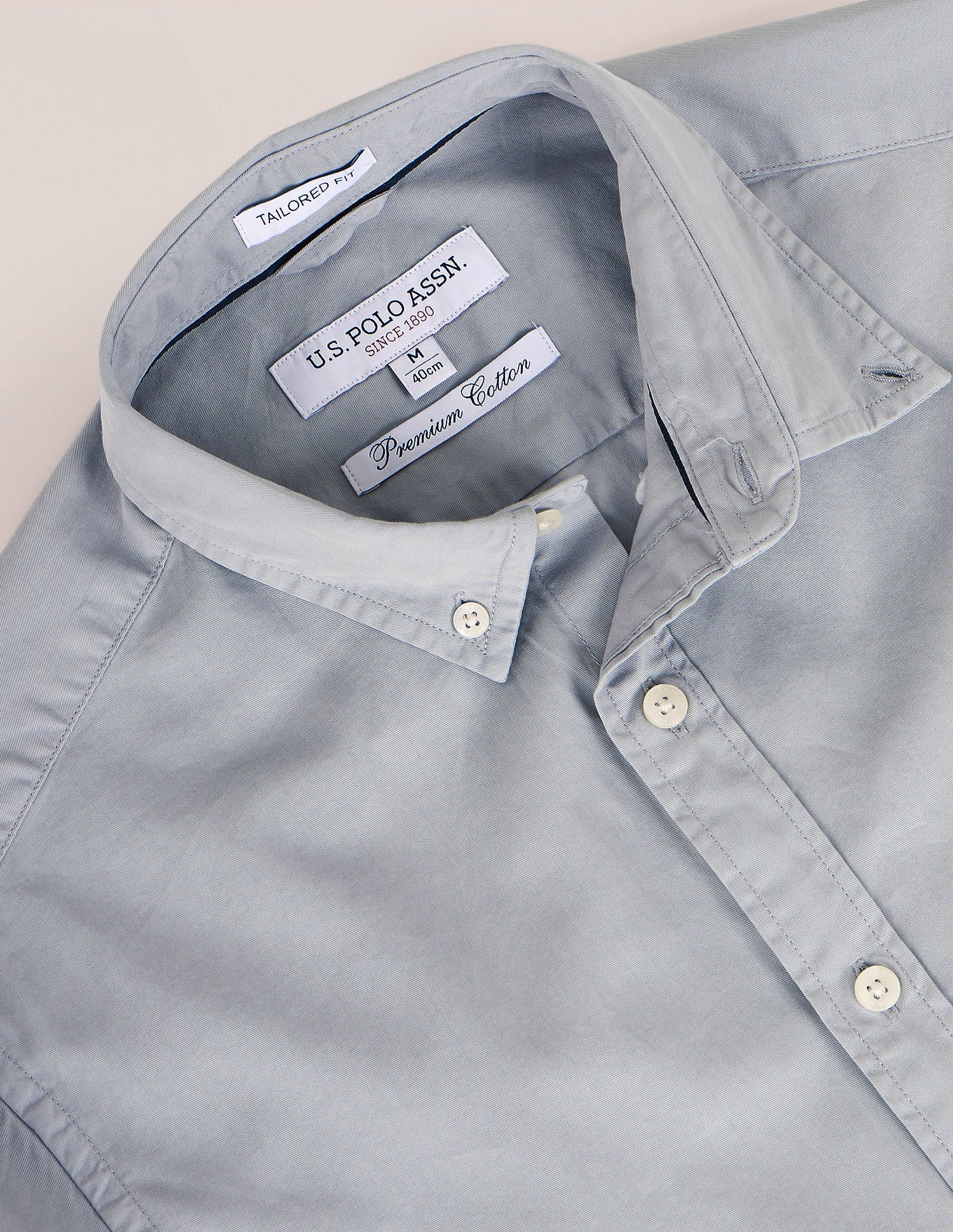Premium Cotton Twill Shirt Grey - U.S. Polo Assn. India | Large