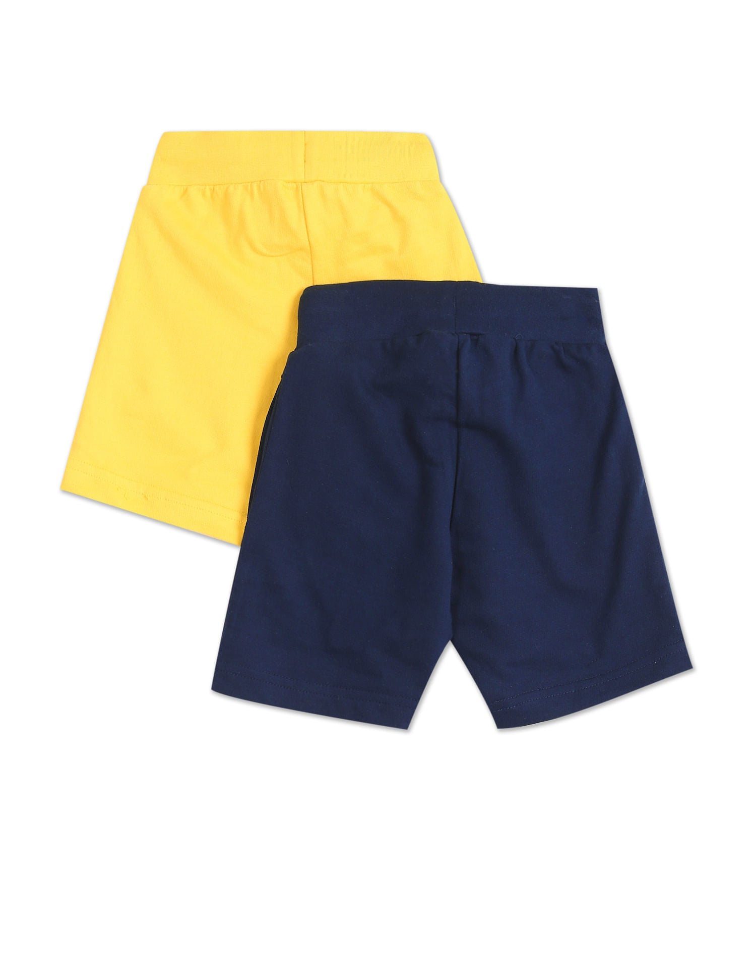 Boys Assorted Mid Rise Knit Shorts - Pack Of 2 Navy and Yellow - U.S. Polo Assn. India | Large