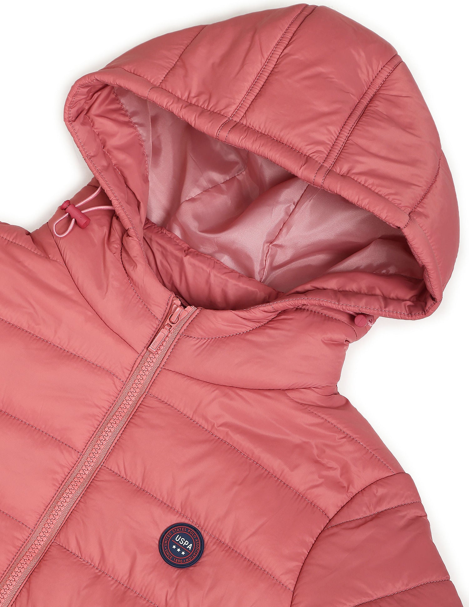 Nylon Hooded Puffer Jacket Pink - U.S. Polo Assn. India | Large